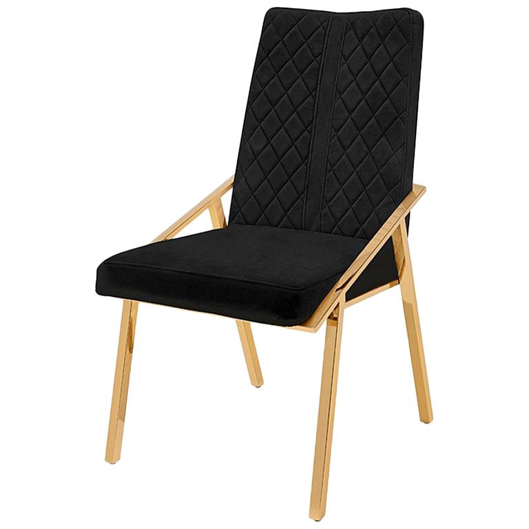 Chaise Rossario avec tissu matelassé en velours en vente