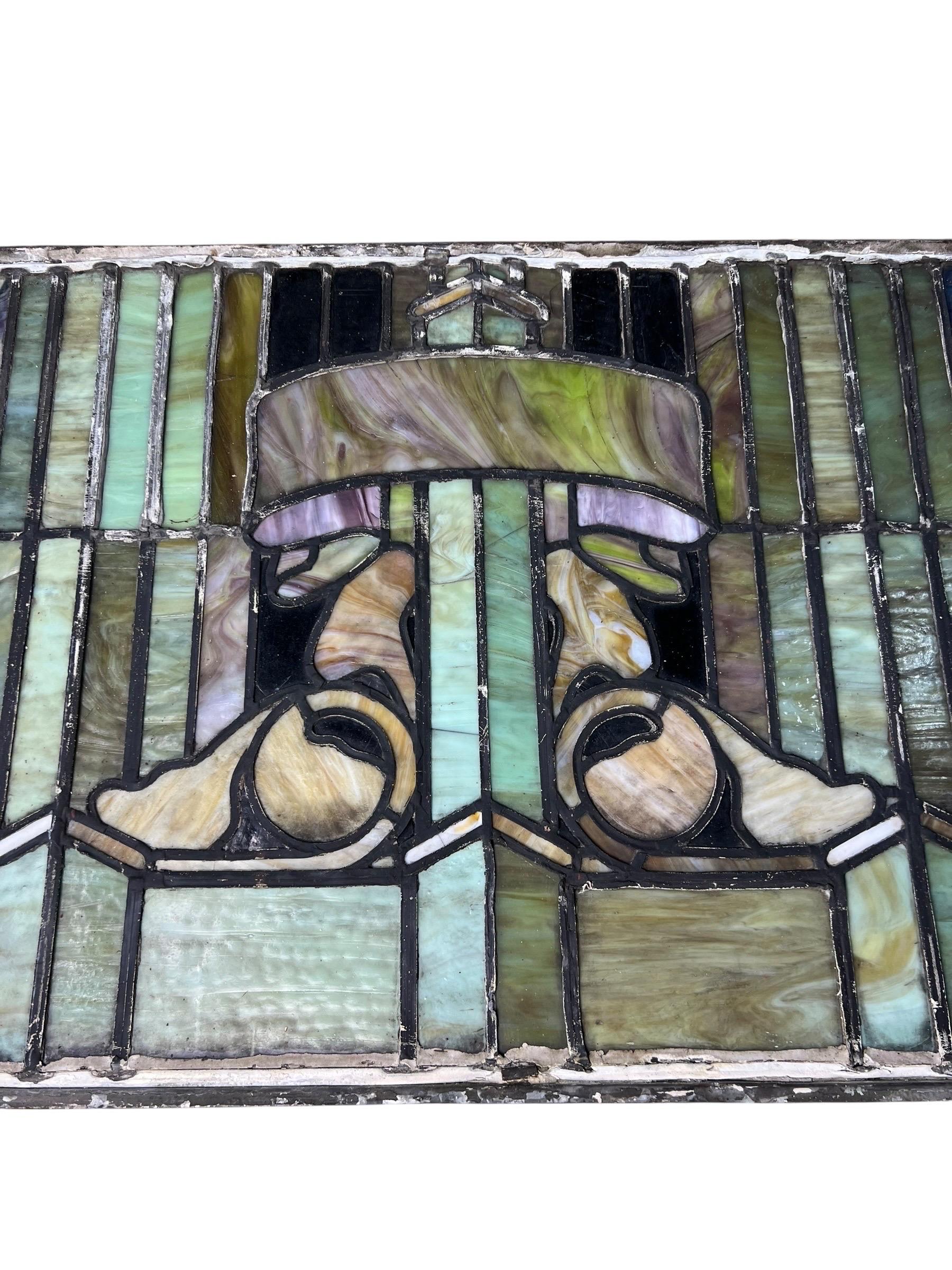 Mission Rossbach and Sons, Chicago Illinois Stain Glass Window 1910 For Sale