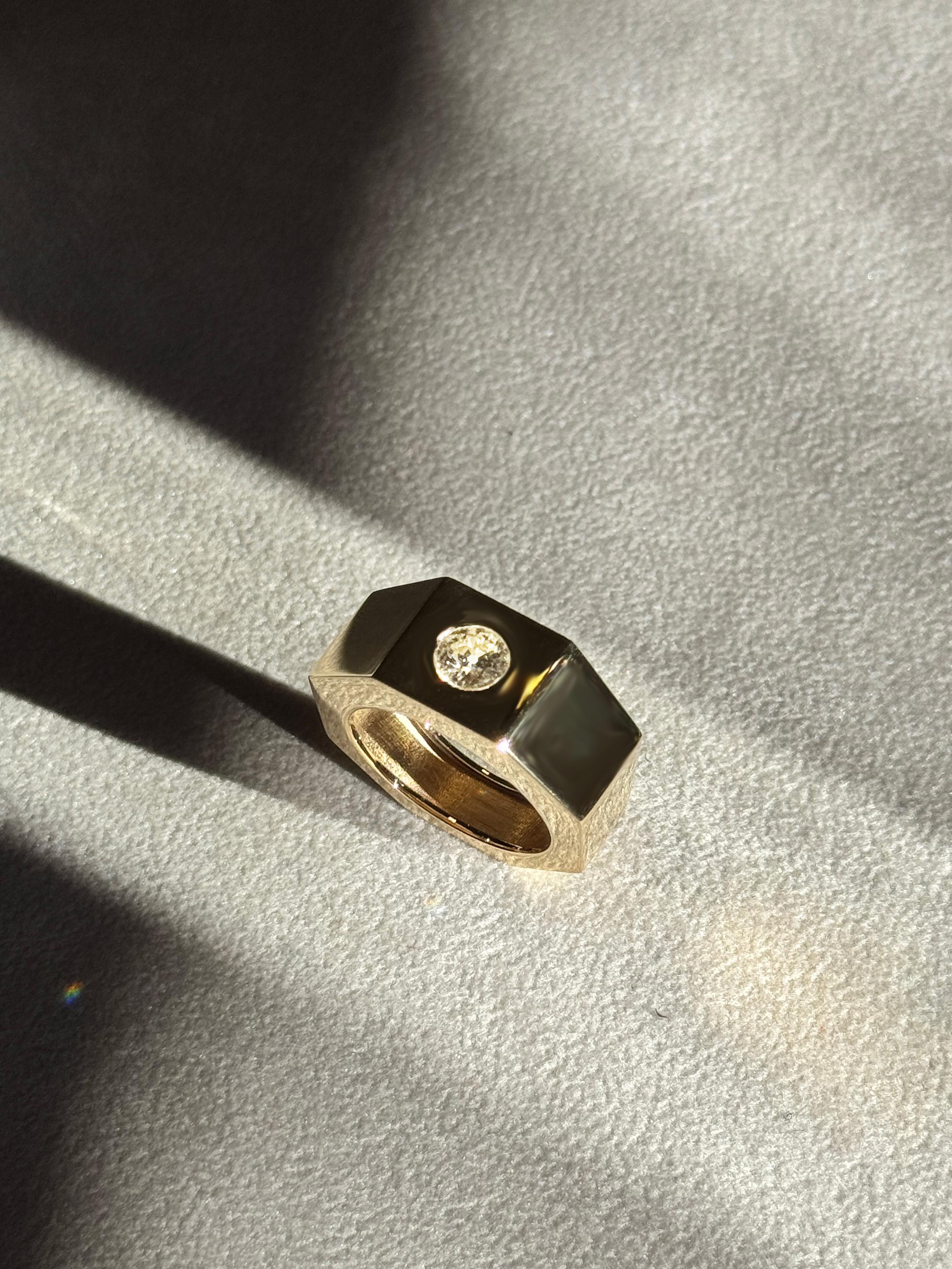 Bague polonaise en or jaune 18K avec diamant blanc 0,30 carats Rossella Ugolini en vente 6