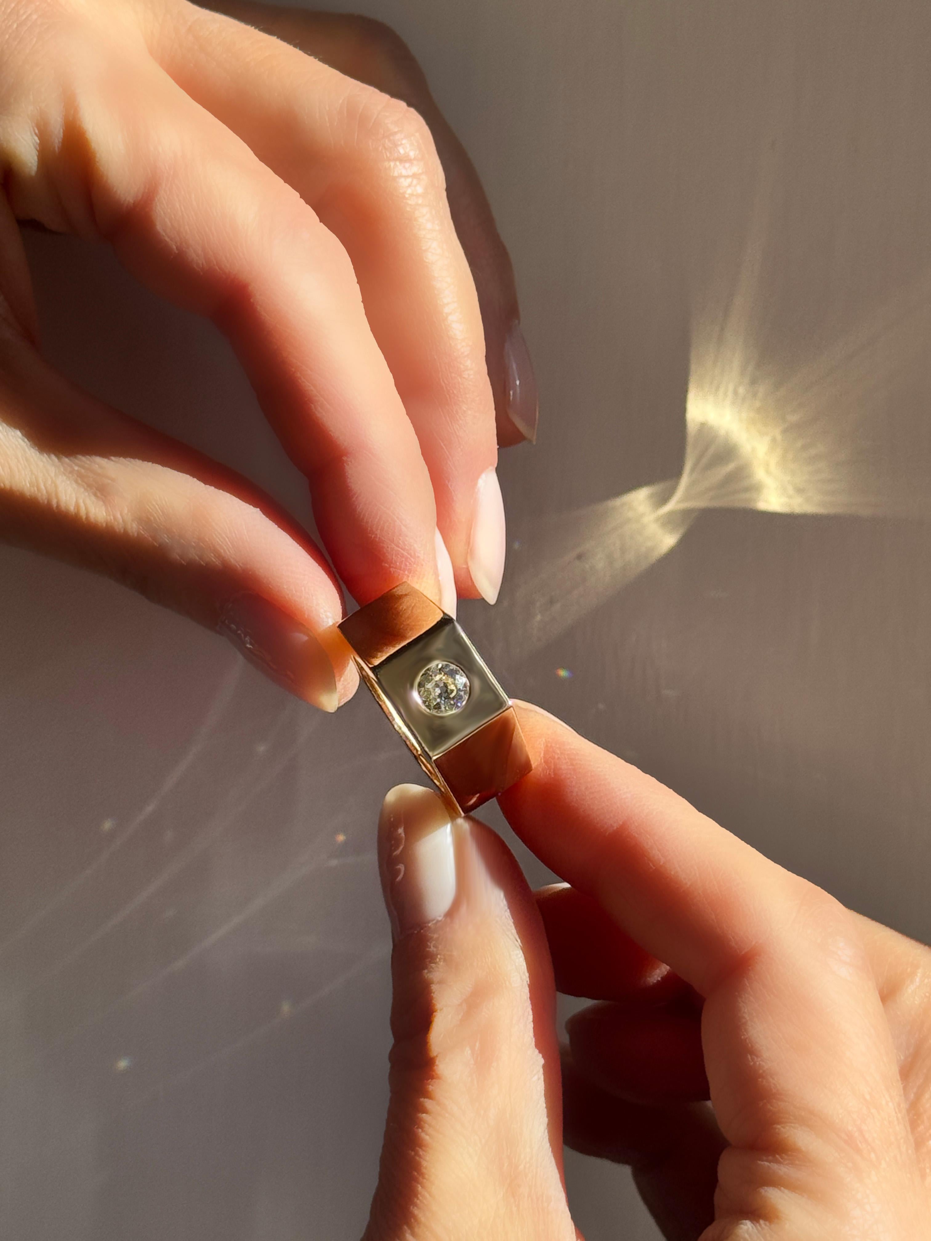 Bague polonaise en or jaune 18K avec diamant blanc 0,30 carats Rossella Ugolini Neuf - En vente à Rome, IT