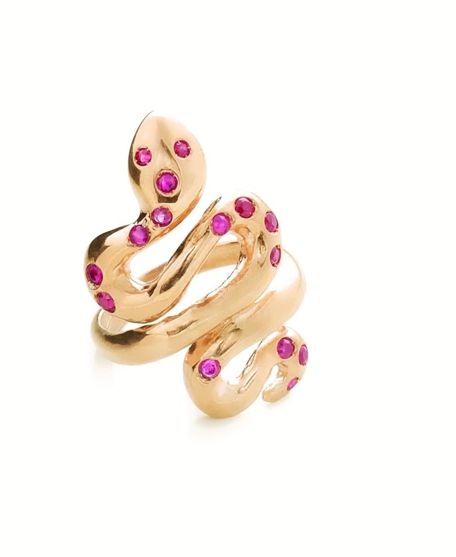 Rossella Ugolini 0,45c Rubin Gelbgold Schlangenring Essential Ring (Brillantschliff) im Angebot