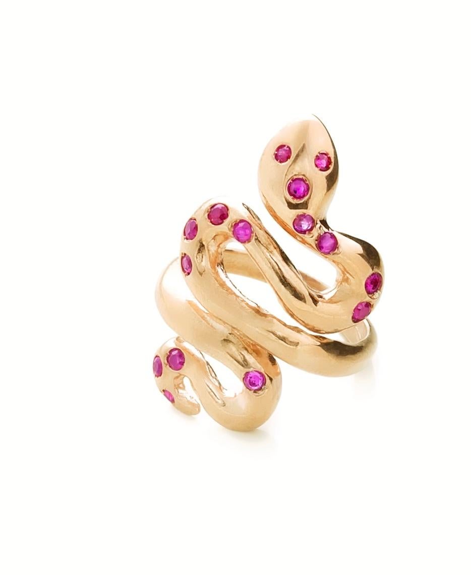 Rossella Ugolini 0,45c Rubin Gelbgold Schlangenring Essential Ring Damen im Angebot