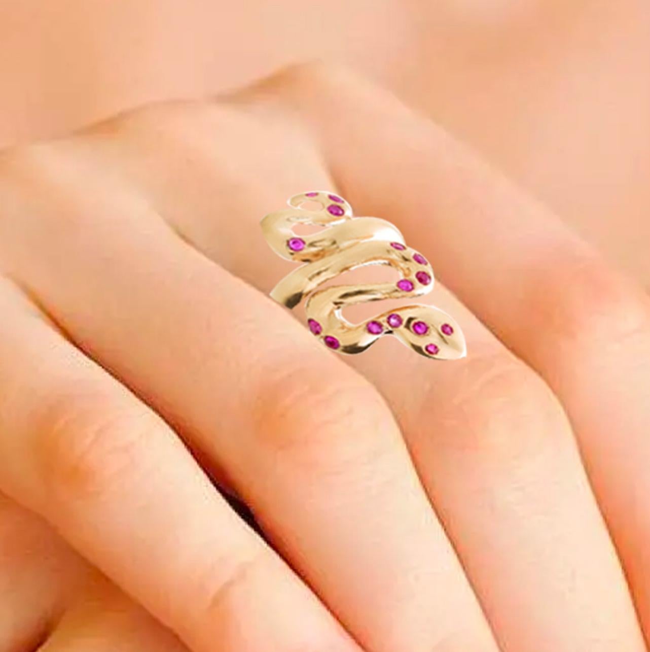 Rossella Ugolini 0,45c Rubin Gelbgold Schlangenring Essential Ring im Angebot 1