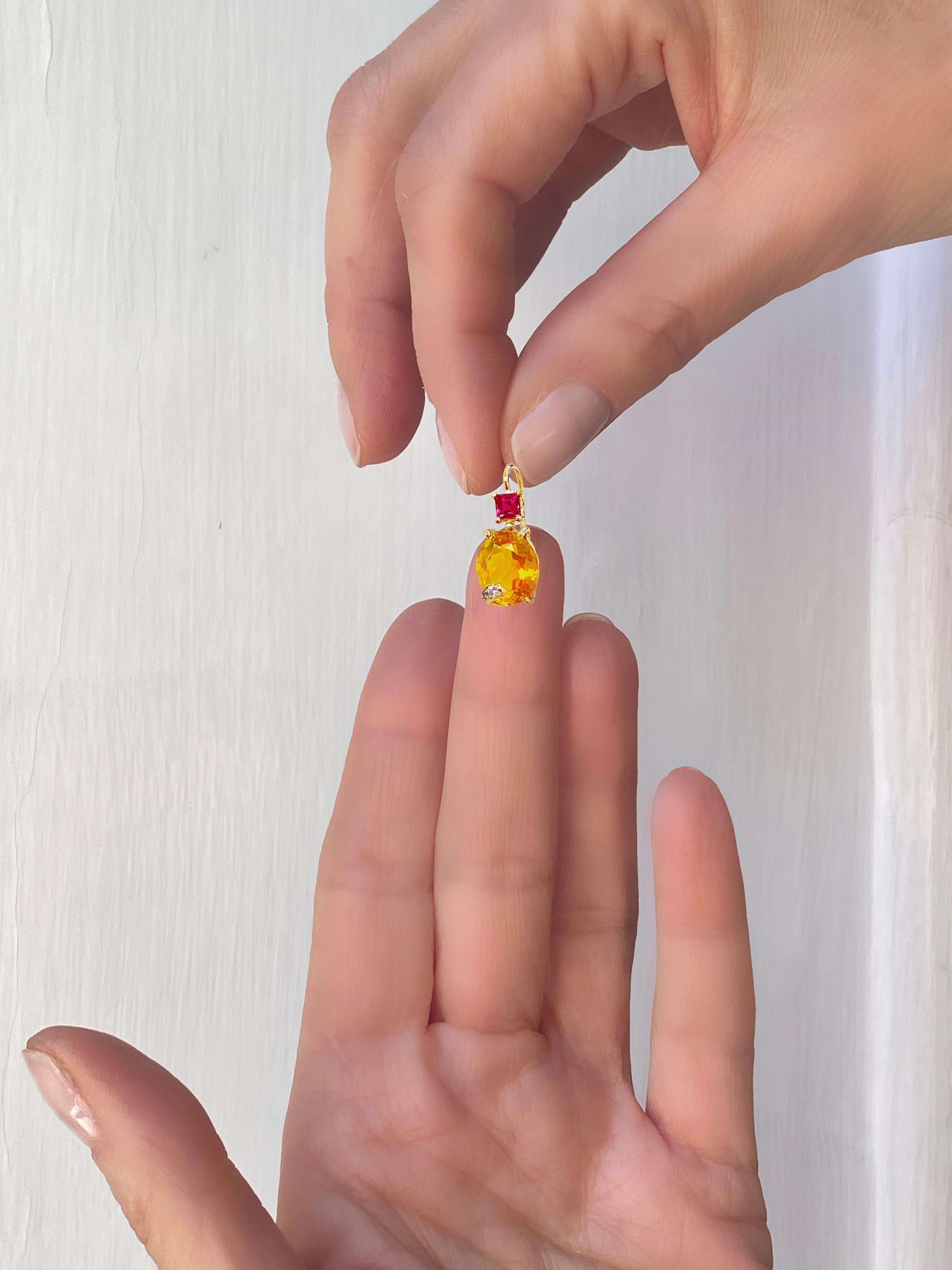 Pendientes Rossella Ugolini 0,50 ct Rubí Blanco Diamantes Oro Amarillo 18k Citrino en venta 1