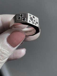 Rossella Ugolini 0.55 Carats Black Diamonds White Gold Satin Man Band Ring