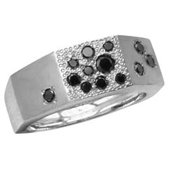 Rossella Ugolini 0.55 Carats Black Diamonds White Gold Satin Man Band Ring