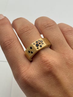 Rossella Ugolini 0.55 Carats Black Diamonds Yellow Gold Satin Man Band Ring
