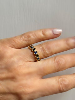 Rossella Ugolini 0.60c Sapphire Black Diamonds 18k Yellow Gold Band Ring