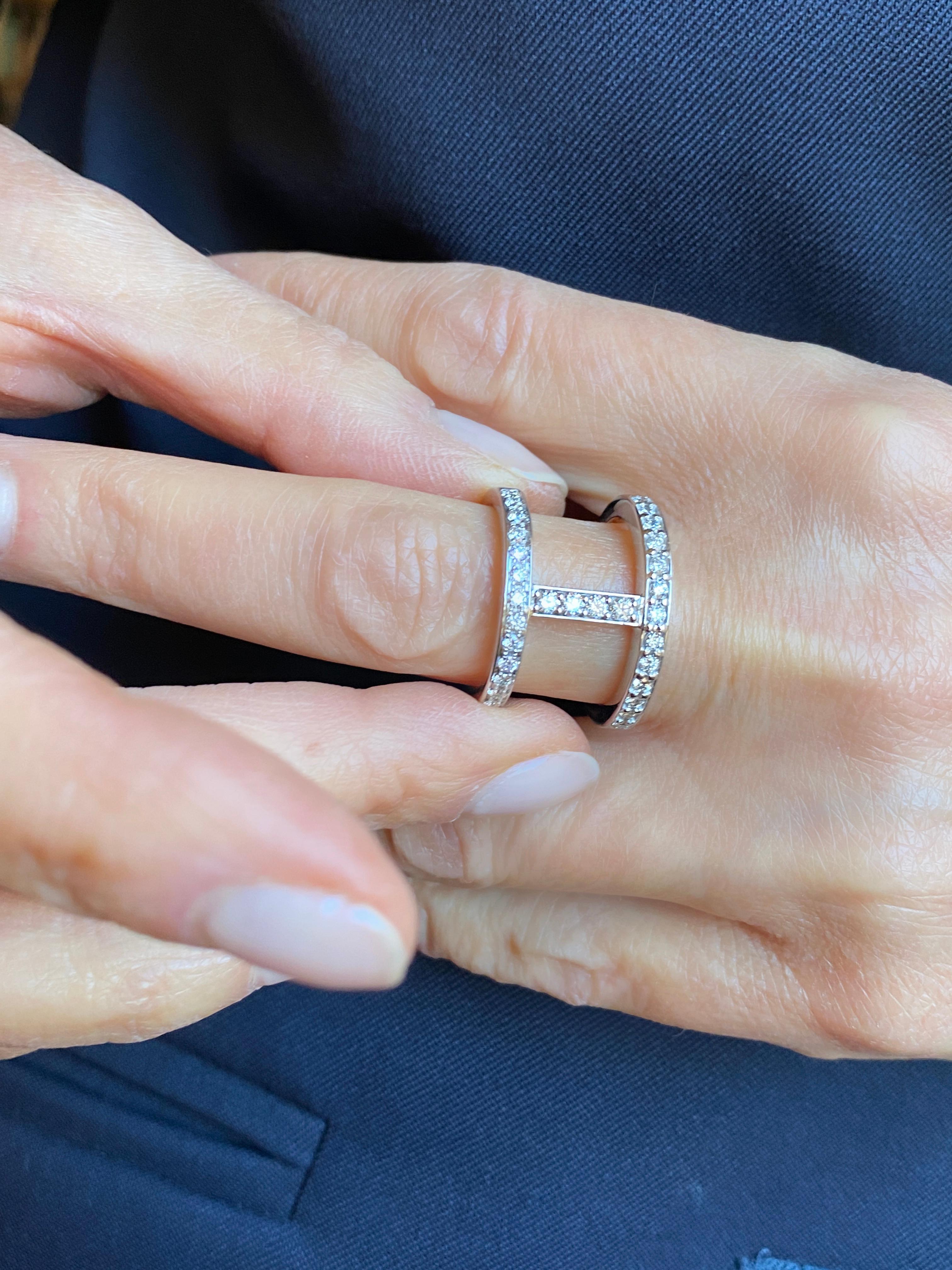 Rossella Ugolini 0.80 karats White Diamonds 18K Gold Contemporary Band Ring For Sale 9