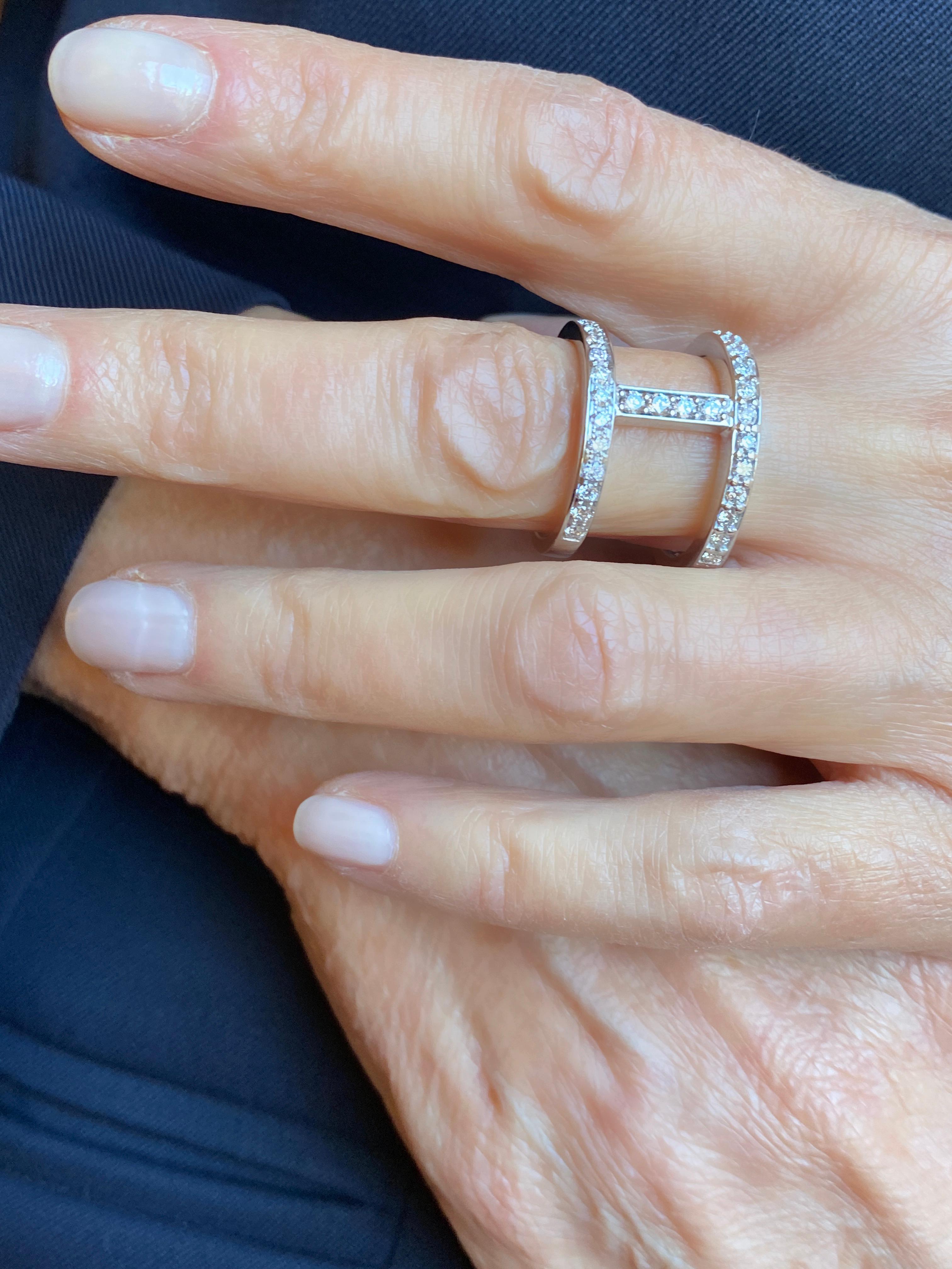 Rossella Ugolini 0.80 karats White Diamonds 18K Gold Contemporary Band Ring For Sale 10