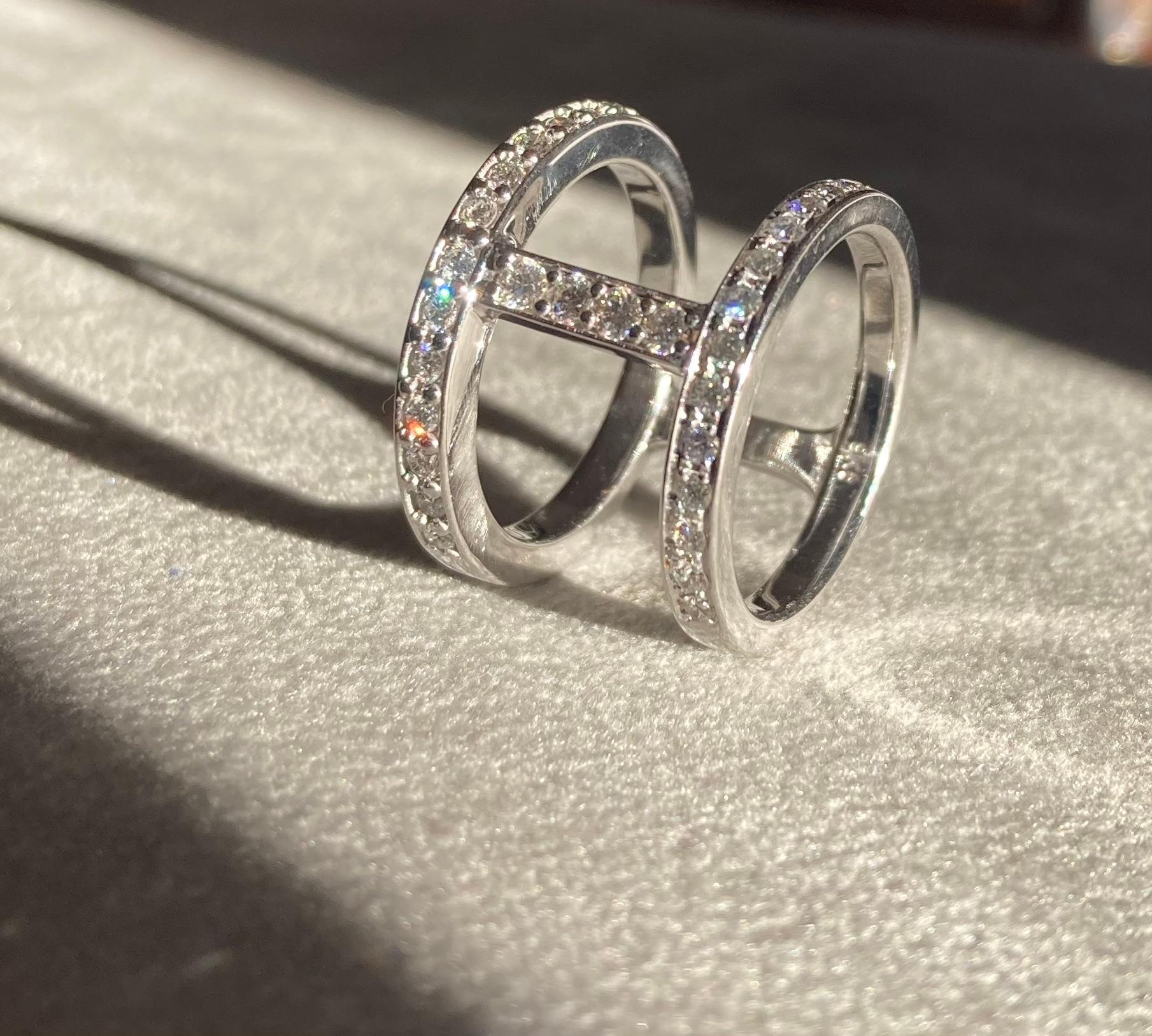 Brilliant Cut Rossella Ugolini 0.80 karats White Diamonds 18K Gold Contemporary Band Ring For Sale