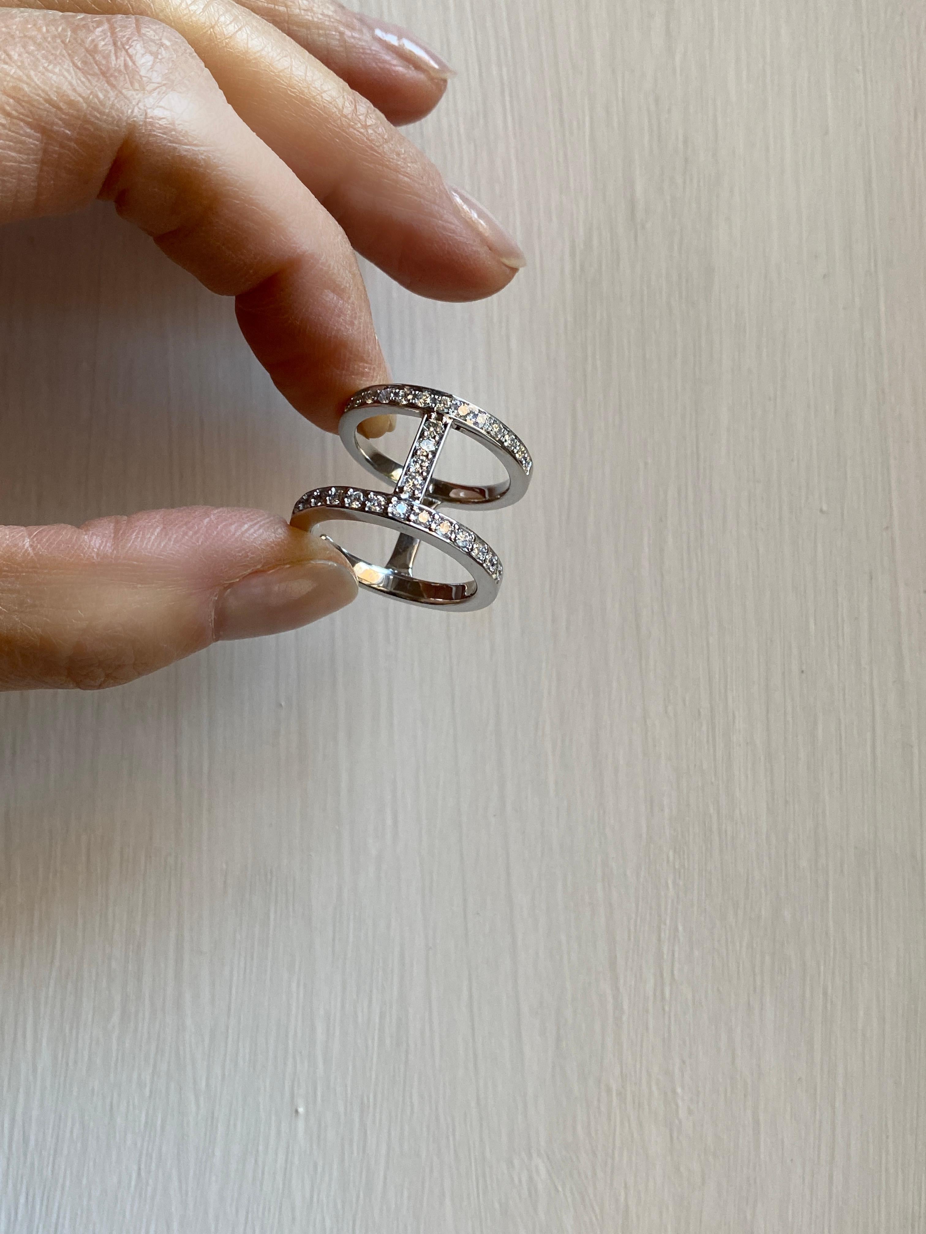 Rossella Ugolini 0.80 karats White Diamonds 18K Gold Contemporary Band Ring For Sale 3