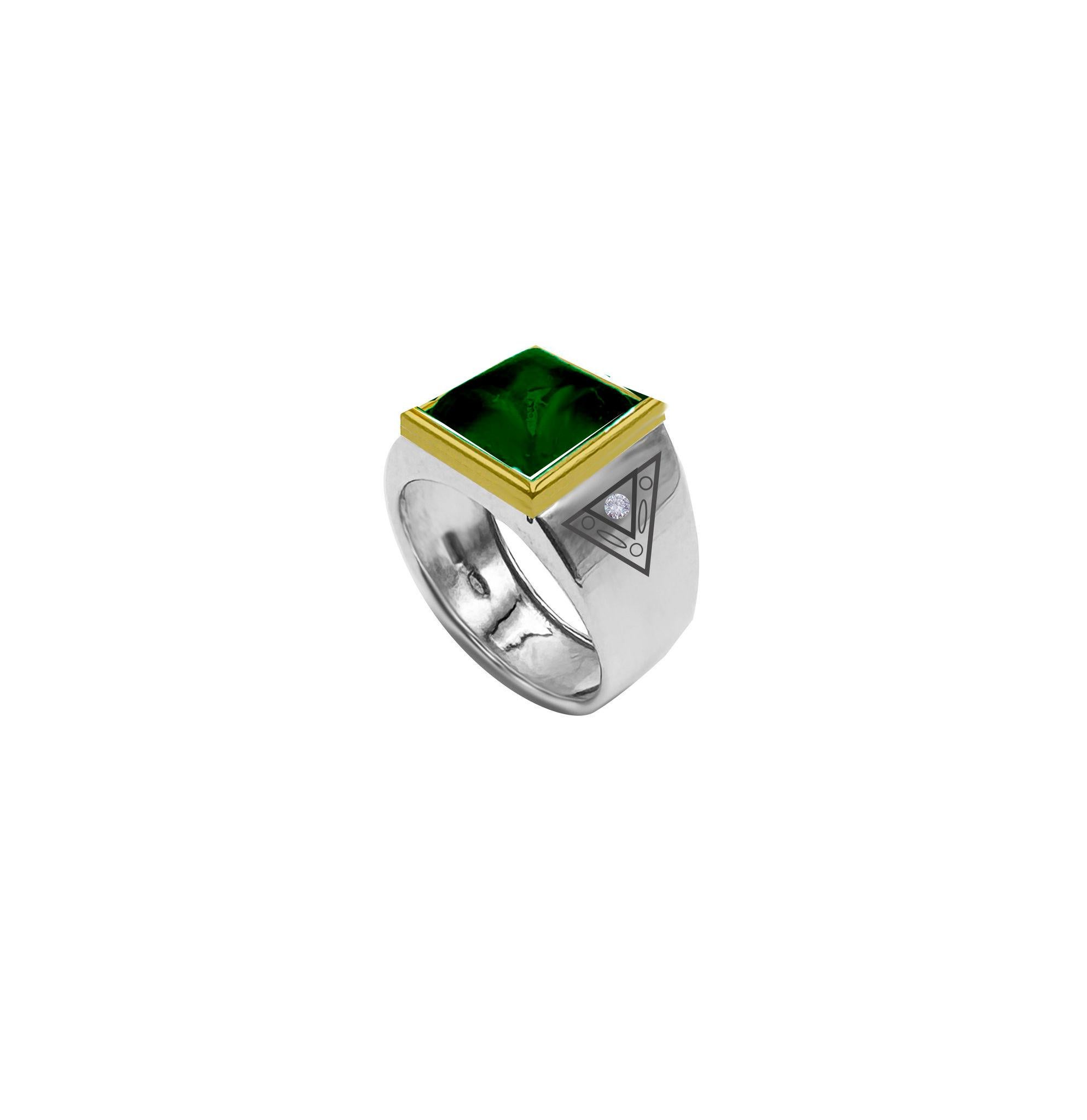 Femenino o masculino Rossella Ugolini Anillo de cóctel de oro amarillo y blanco de 14 quilates con turmalina y diamantes blancos en venta