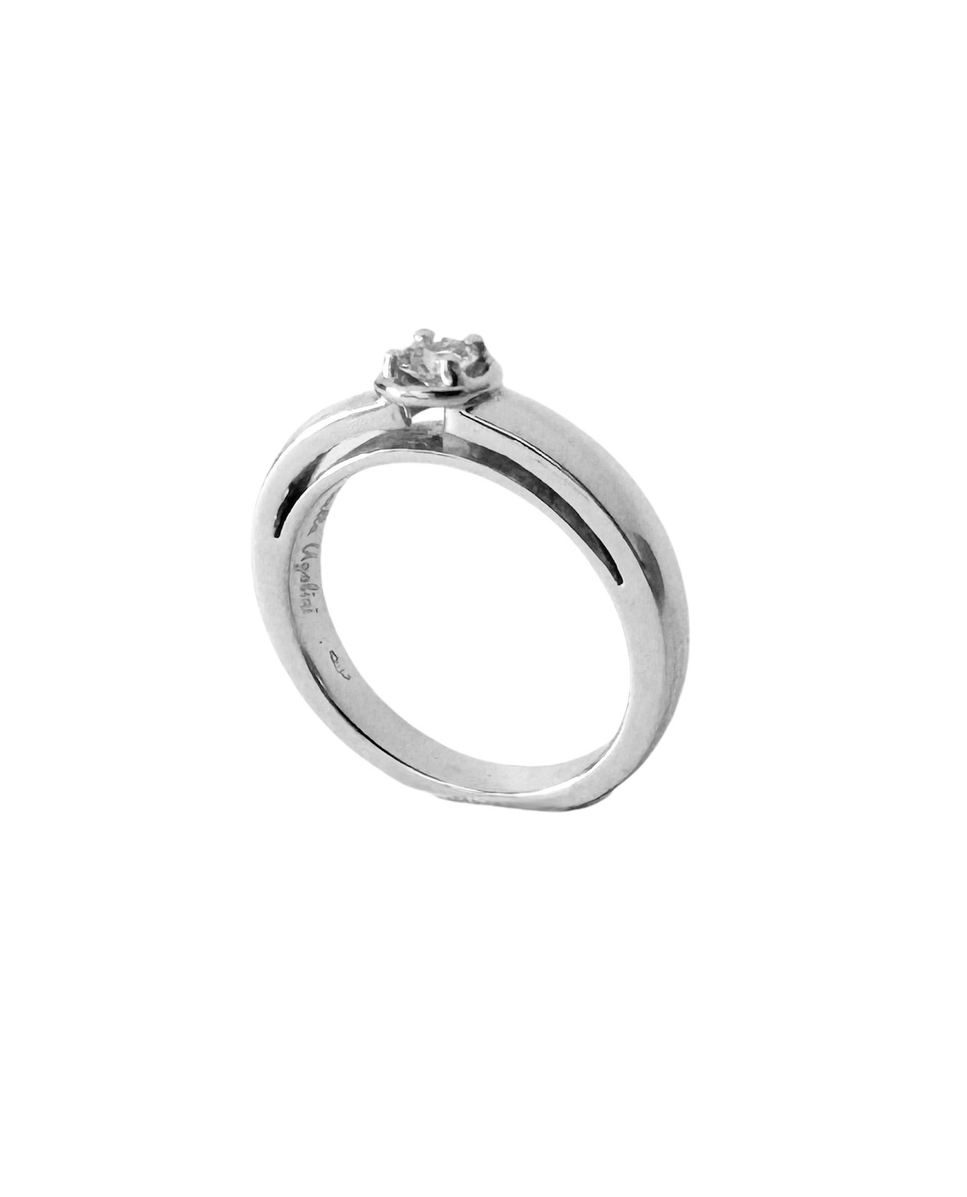 Rossella Ugolini 18 Kt Gold 0.20 Ct White Diamond Engagement Solitaire Dome Ring For Sale 4