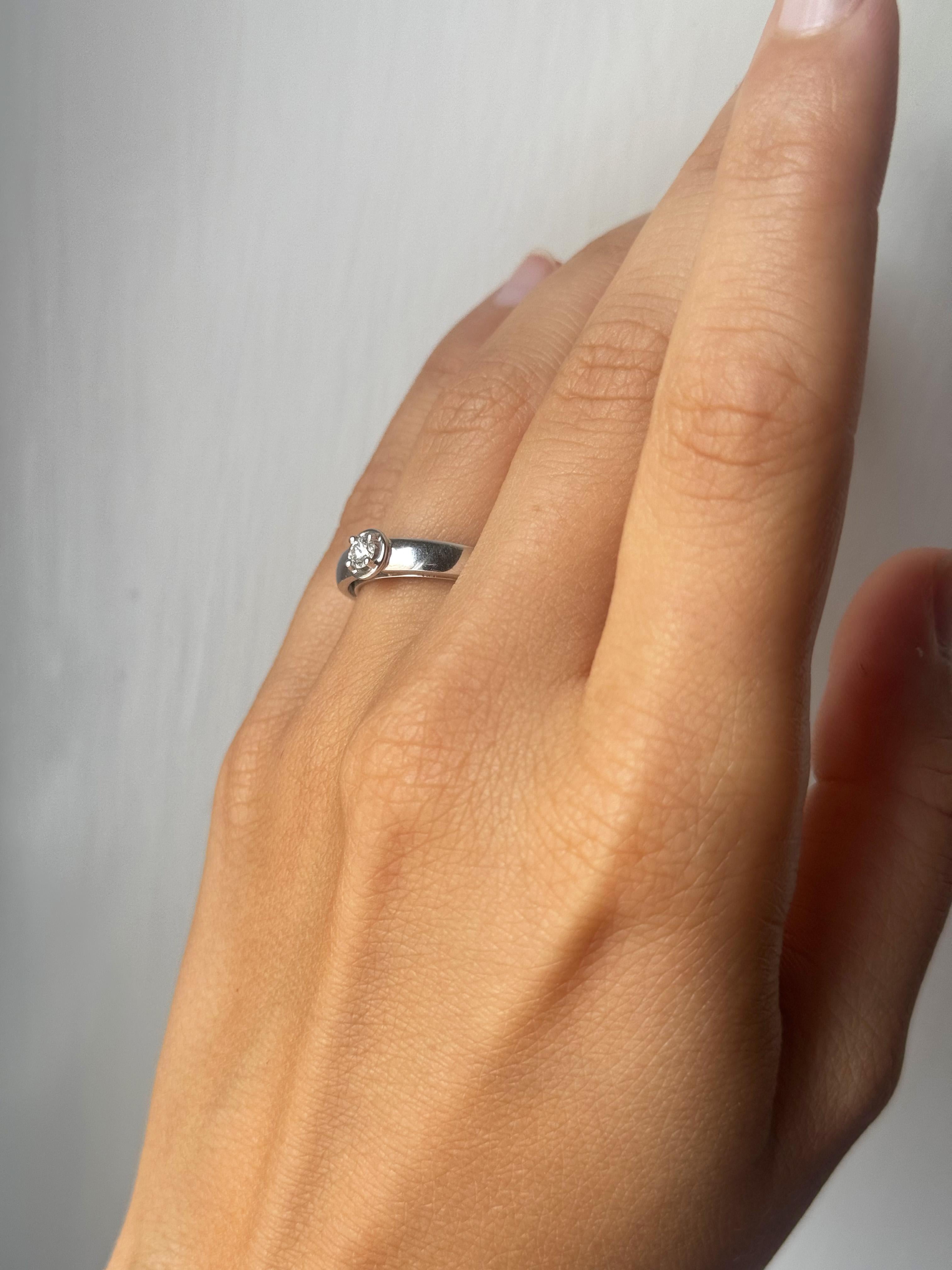 Rossella Ugolini 18 Kt Gold 0.20 Ct White Diamond Engagement Solitaire Dome Ring For Sale 1