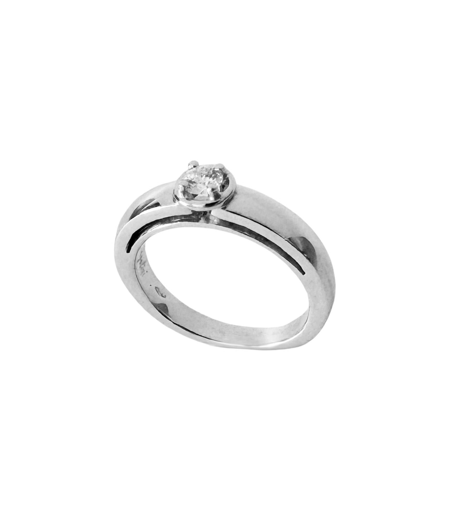 Rossella Ugolini 18 Kt Gold 0.20 Ct White Diamond Engagement Solitaire Dome Ring For Sale 2