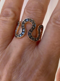 Rossella Ugolini 18k Gold 0.87 Ct Brown Diamonds Wave Band Unisex Ring