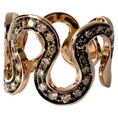 Rossella Ugolini 18k Gold 0,87 Ct Brown Diamanten Wave Band Unisex Ring