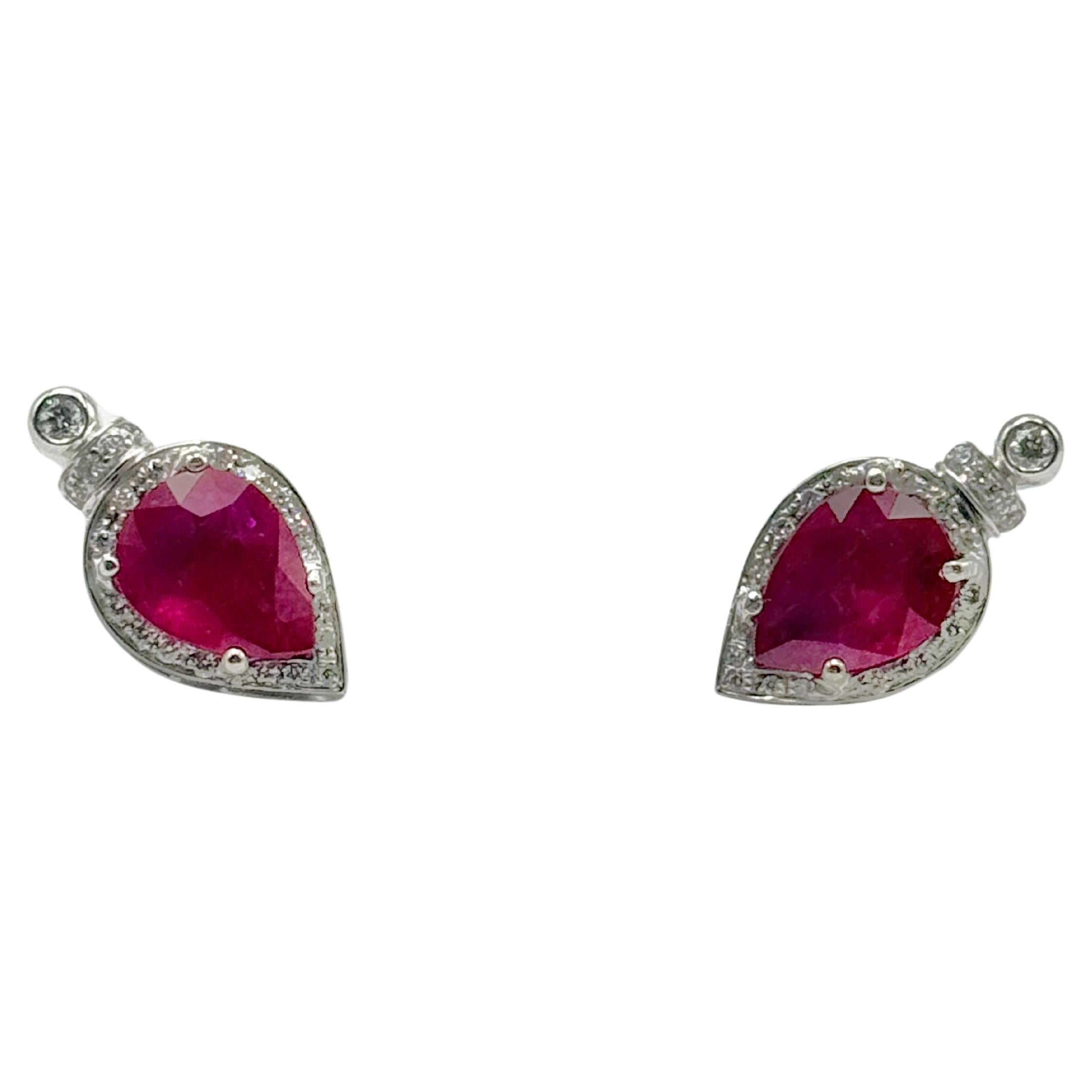 Boucles d'oreilles en or 18k Rossella Ugolini 5.2 carats rubis 0.40 carats diamants blancs en vente