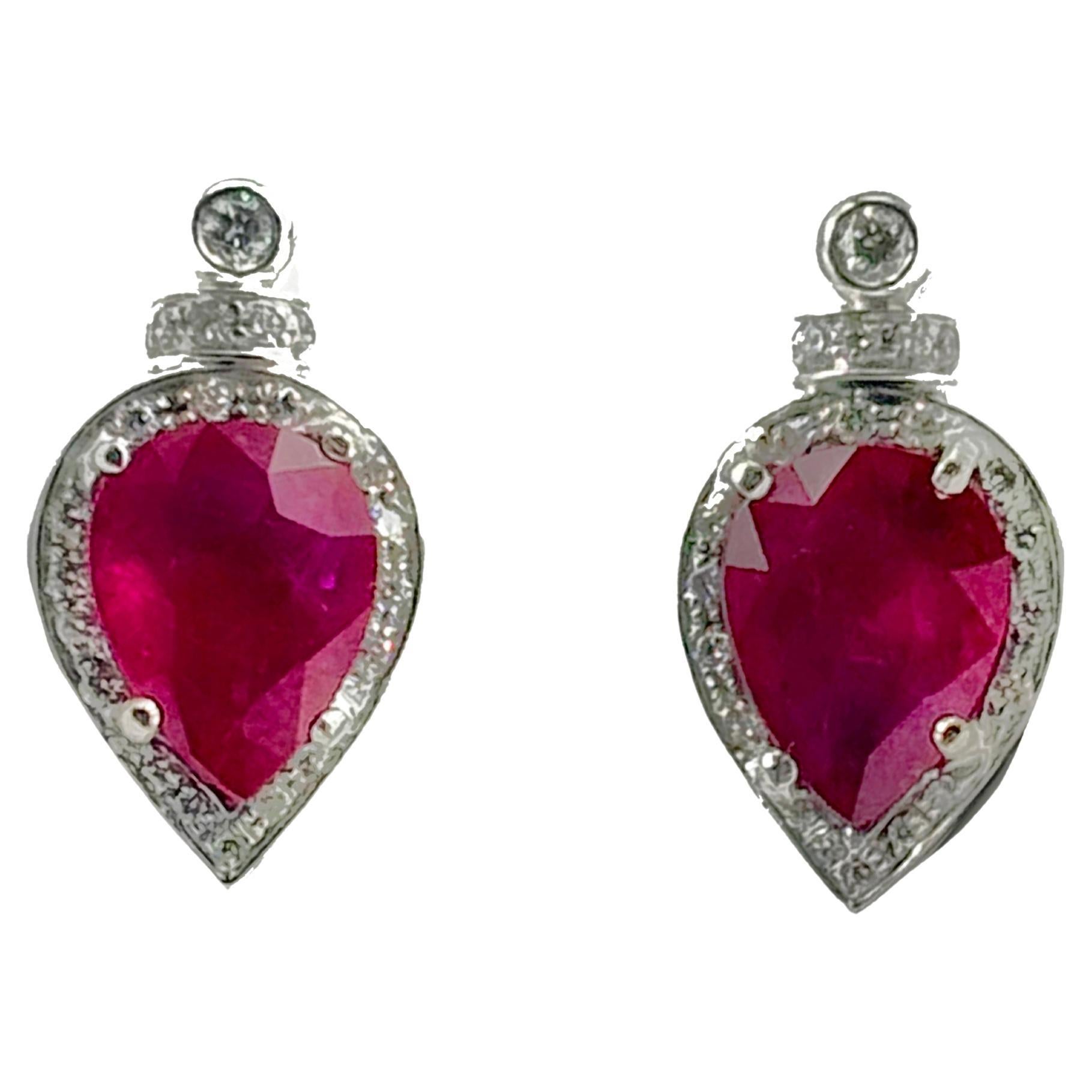 Boucles d'oreilles en or 18k Rossella Ugolini 5.2 carats rubis 0.40 carats diamants blancs