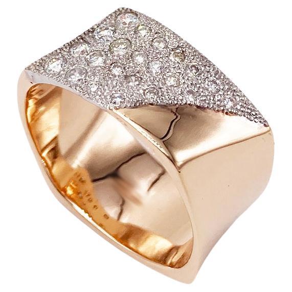 Rossella Ugolini 18K Gold Diamonds Band Cigar Man Ring For Sale