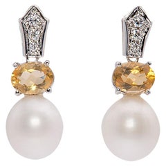 Rossella Ugolini 18K Gold Diamonds Citrine Deco Style Earrings