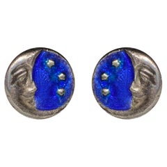 Rossella Ugolini 18K Gold Enamel Blue Moon Earrings