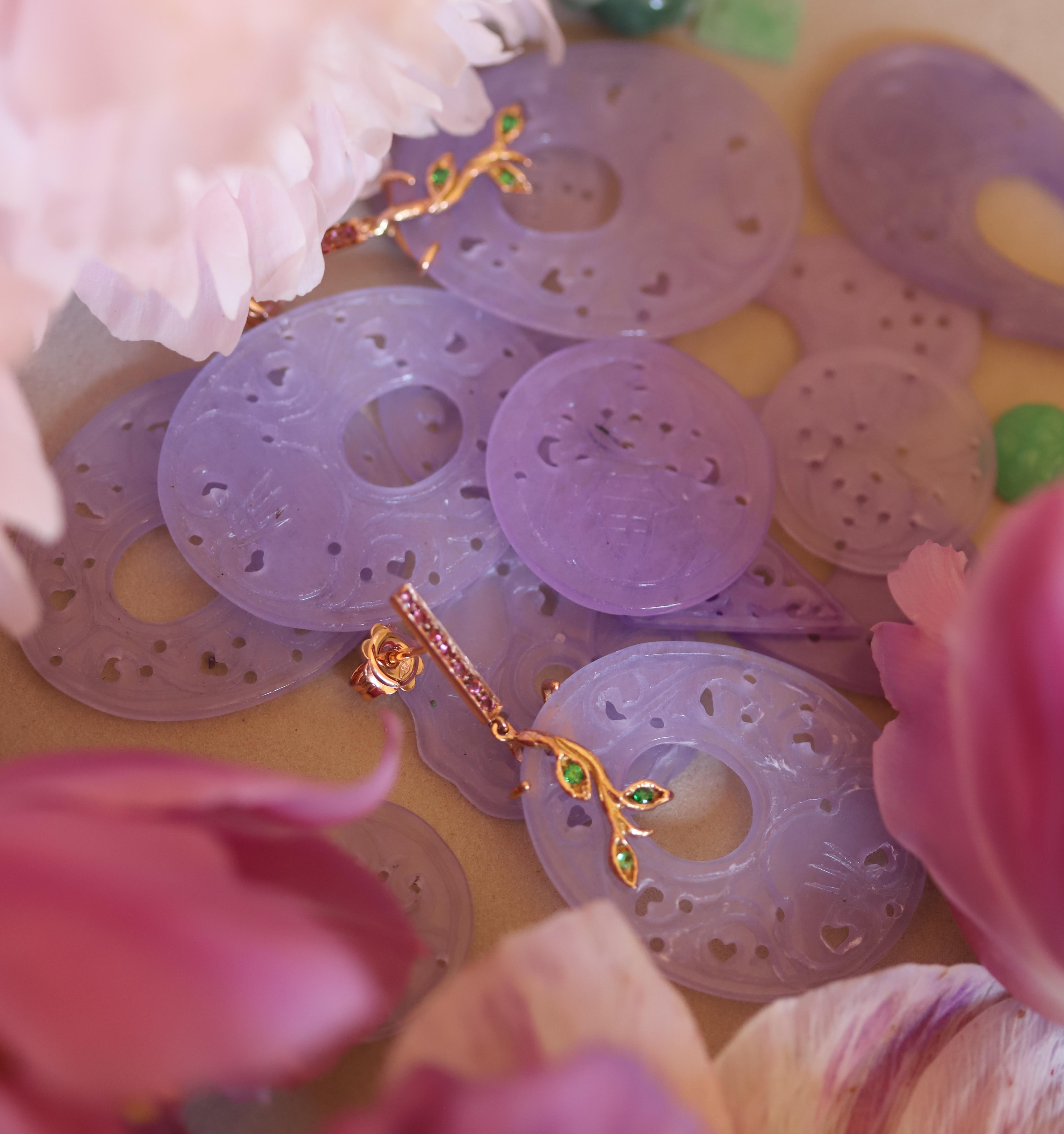 Rossella Ugolini Pendants d'oreilles baroques en or 18 carats avec saphir rose et diamants blancs en vente 6