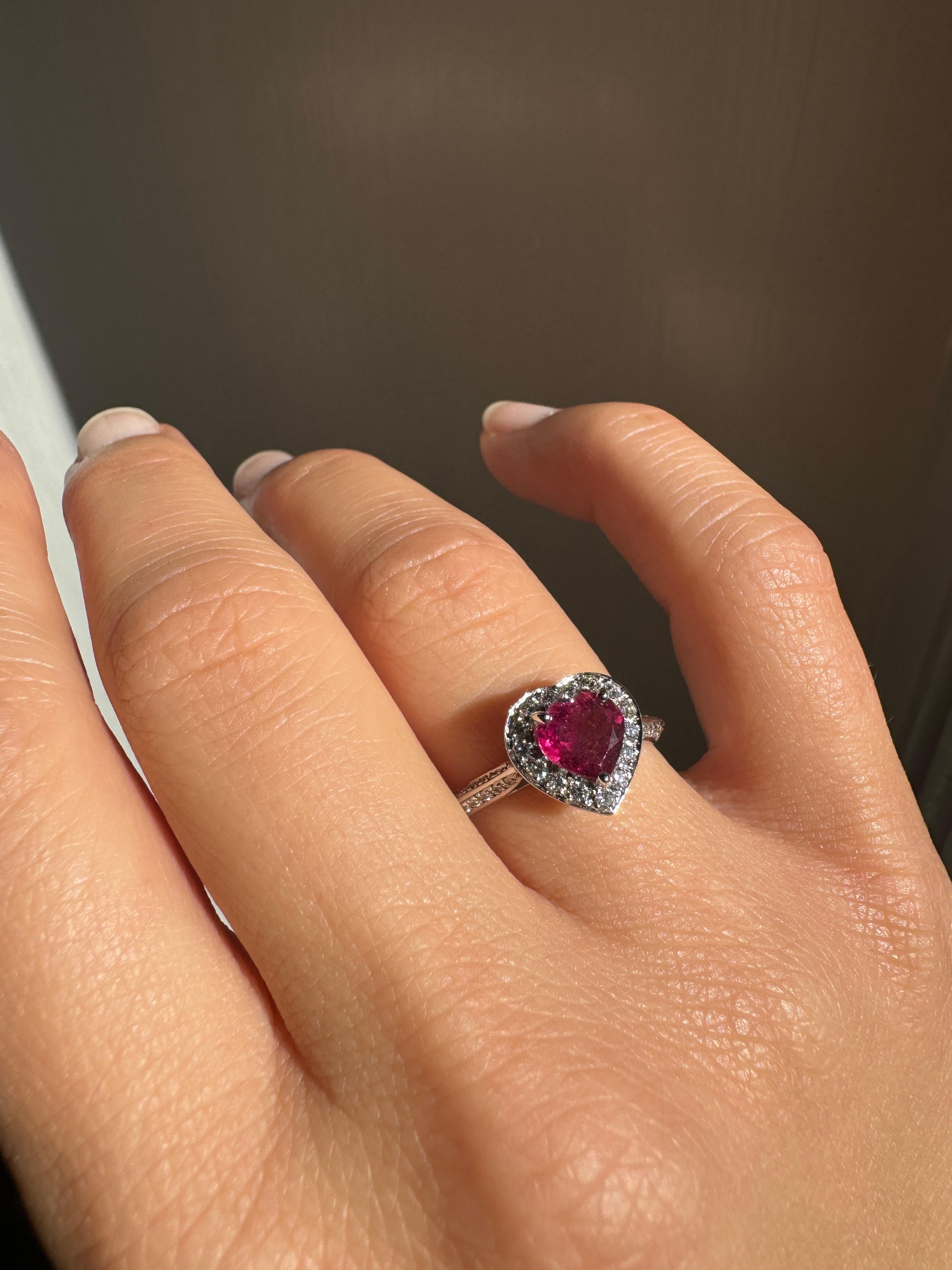 Rossella Ugolini 18K Gold Pink Tourmaline White Diamonds Engagement Ring For Sale 4