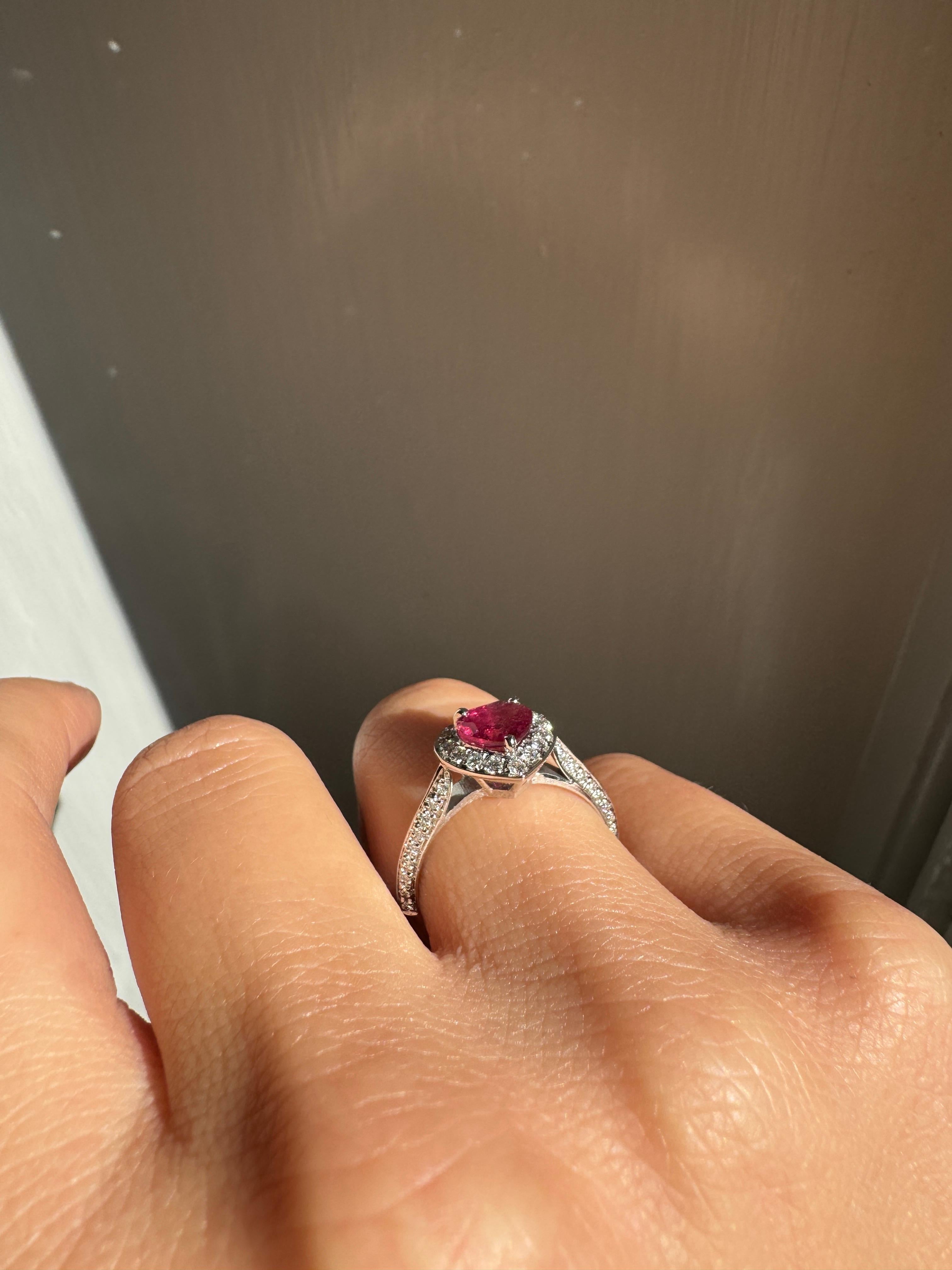 Rossella Ugolini 18K Gold Pink Tourmaline White Diamonds Engagement Ring For Sale 5