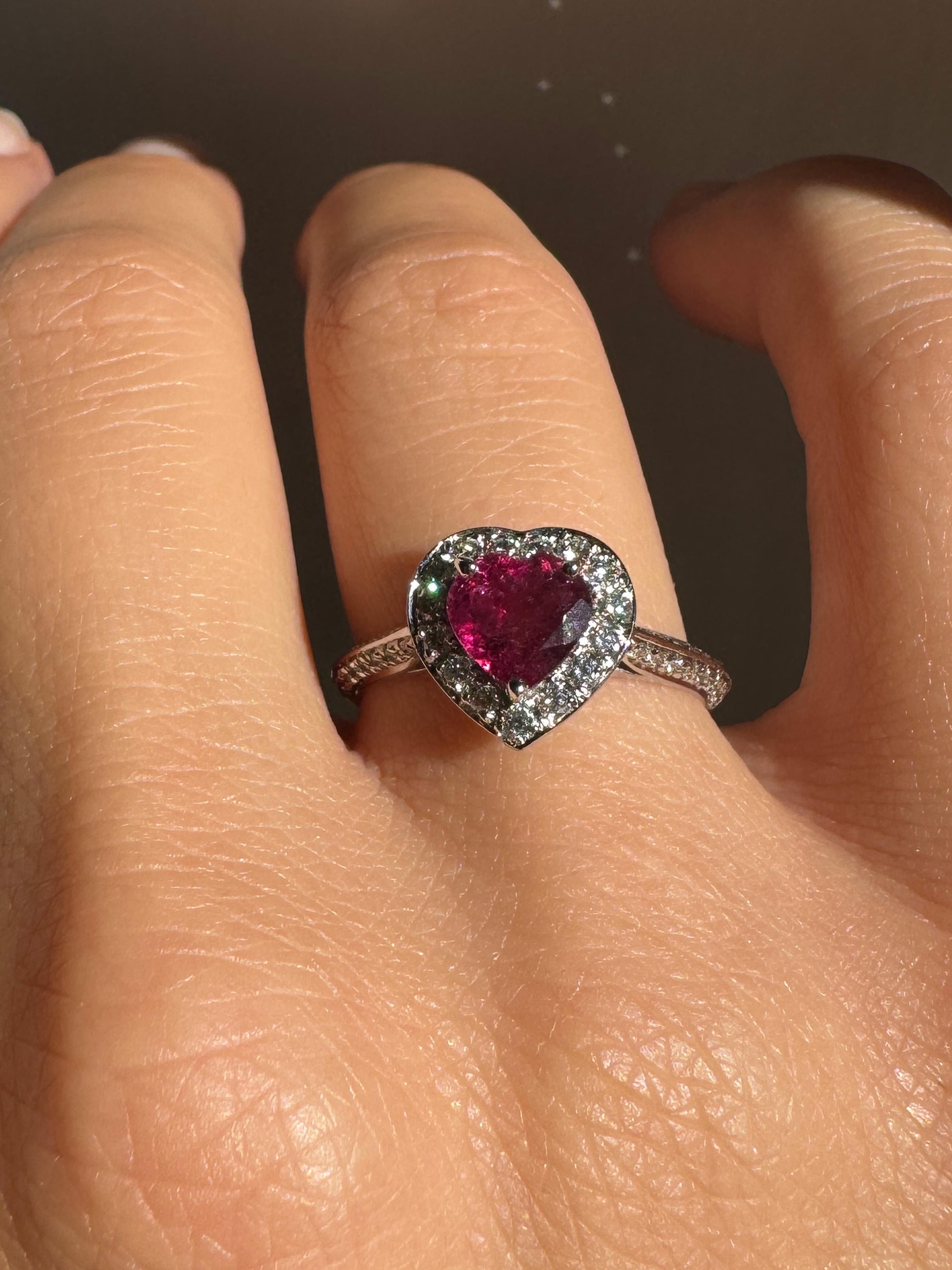 Romantic Rossella Ugolini 18K Gold Pink Tourmaline White Diamonds Engagement Ring For Sale