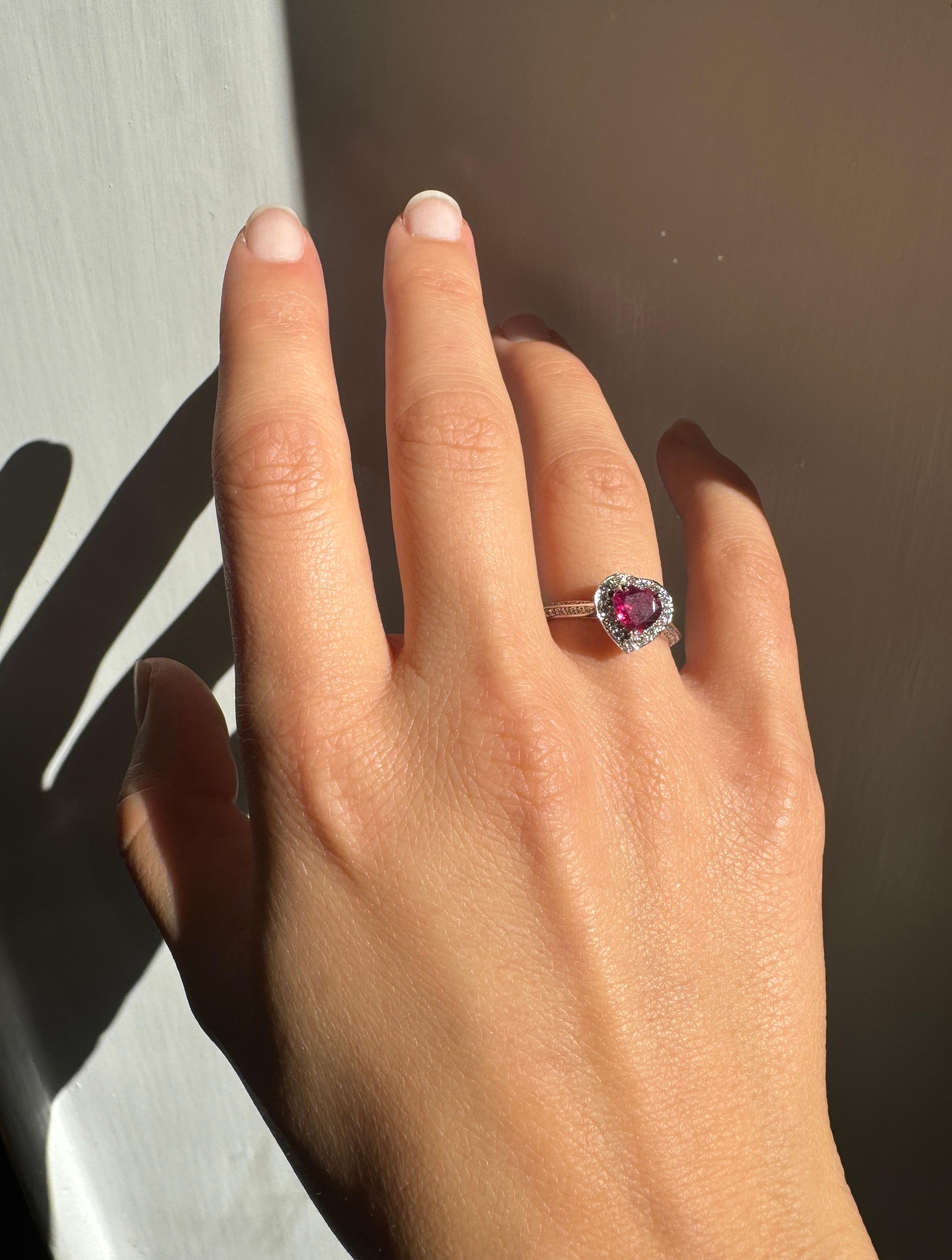 Women's Rossella Ugolini 18K Gold Pink Tourmaline White Diamonds Engagement Ring For Sale