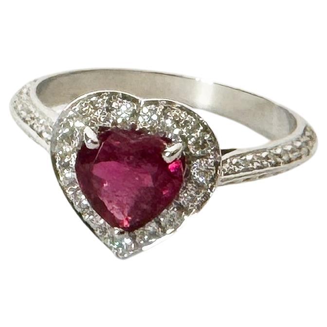 Rossella Ugolini 18K Gold Pink Tourmaline White Diamonds Engagement Ring For Sale 1