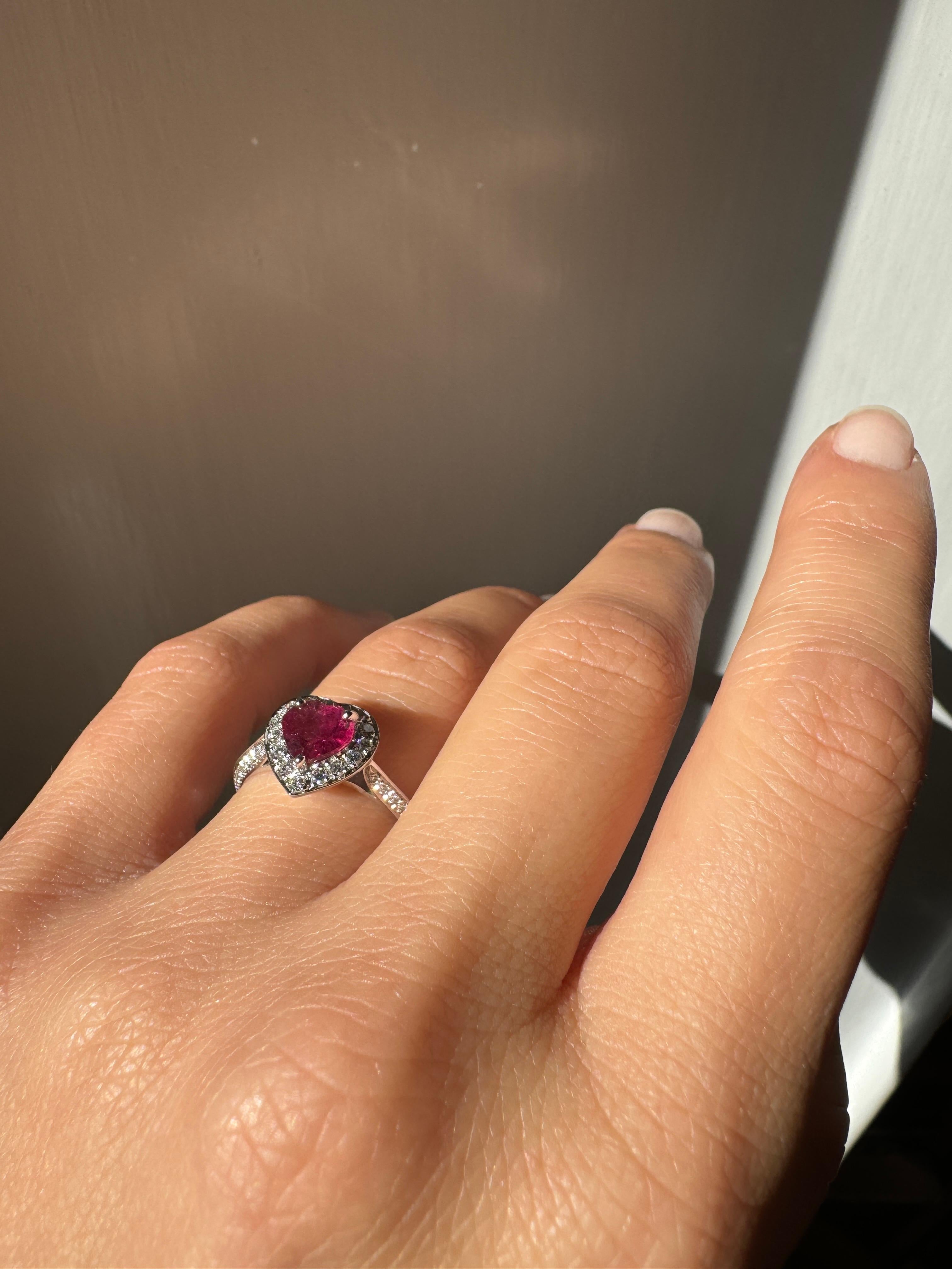 Rossella Ugolini 18K Gold Pink Tourmaline White Diamonds Engagement Ring For Sale 2
