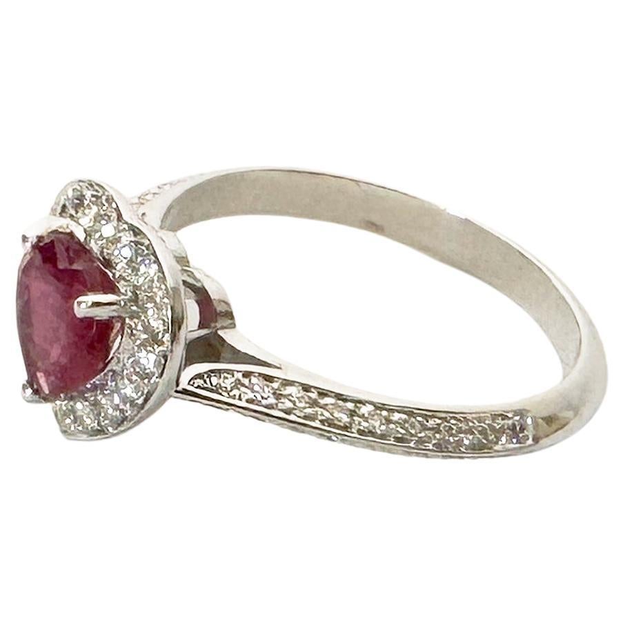 Rossella Ugolini 18K Gold Pink Tourmaline White Diamonds Engagement Ring For Sale 3