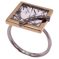 Rossella Ugolini 18K Gold Tourmaline White Diamonds Contemporary Man Ring