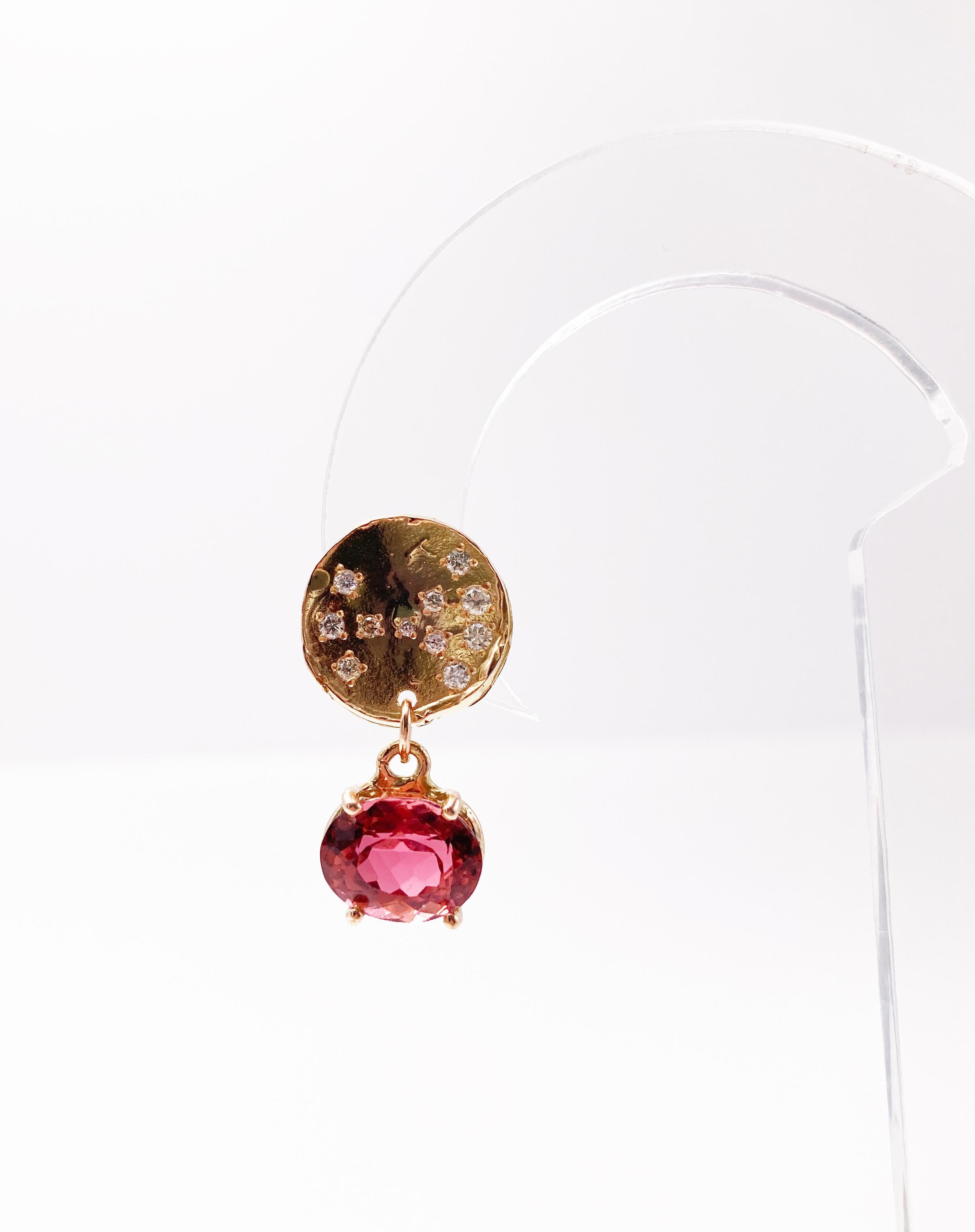 De las mujeres Rossella Ugolini Pendientes Colgantes Luna Llena Oro 18K Turmalina Diamantes Blancos en venta