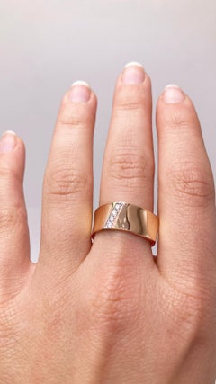 Rossella Ugolini 18K Rose Gold 0.10Ct.  White Diamonds Personalize Man Band Ring