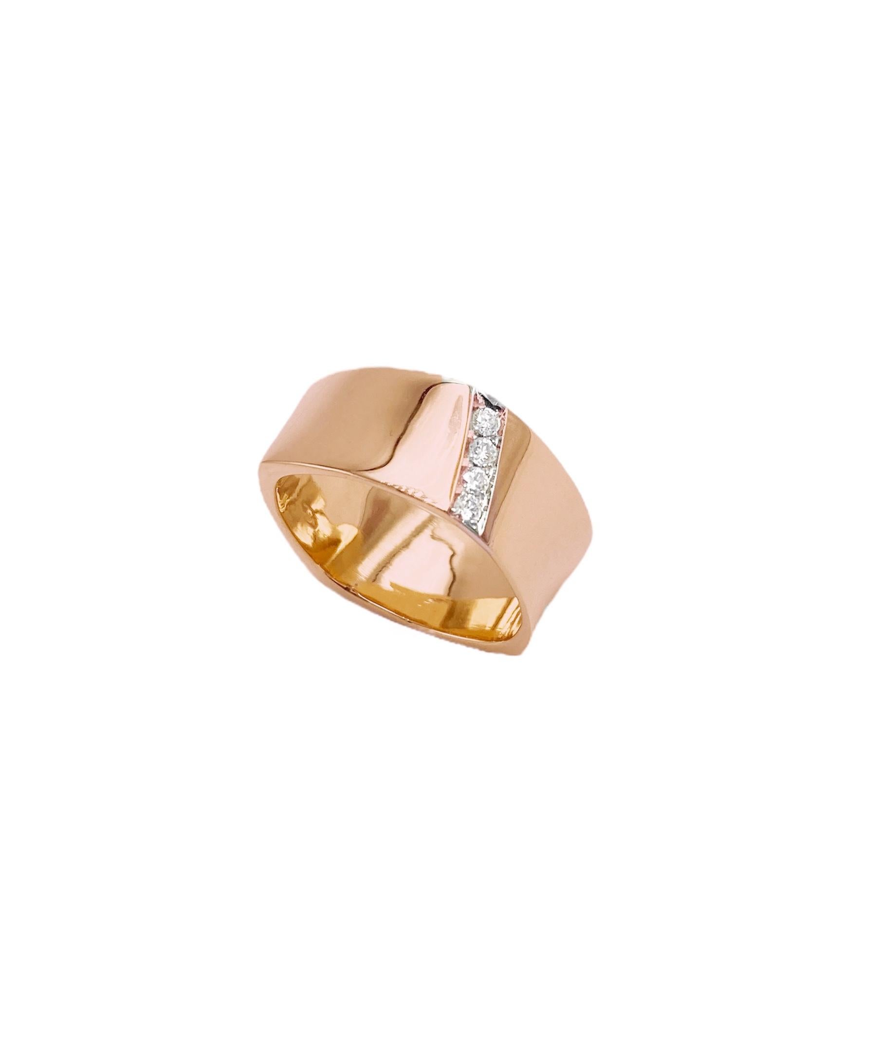 Rossella Ugolini 18K Rose Gold 0.10Ct.  White Diamonds Personalize Man Band Ring In New Condition For Sale In Rome, IT