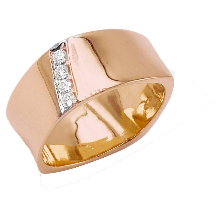 Rossella Ugolini 18K Rose Gold 0.10Ct.  White Diamonds Personalize Man Band Ring For Sale