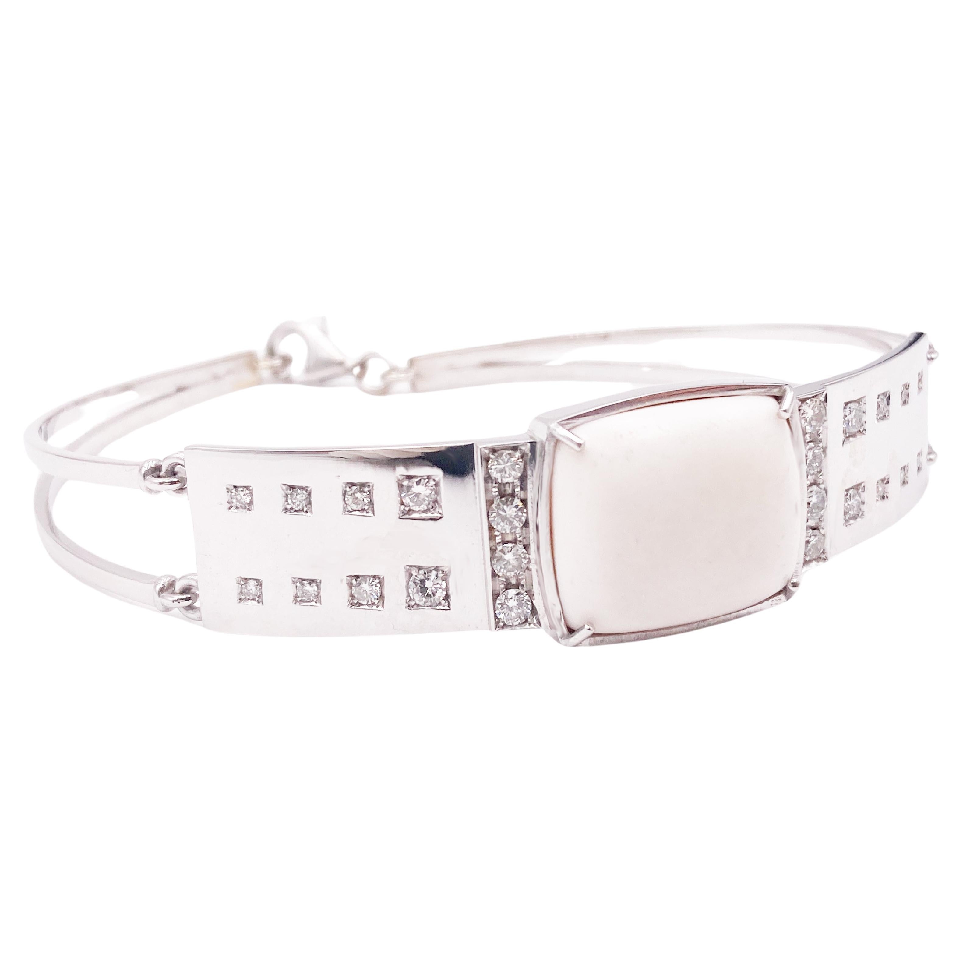 Art Deco Rossella Ugolini 18K White Gold 1.65 Carat White Diamonds Unisex Bracelet  For Sale