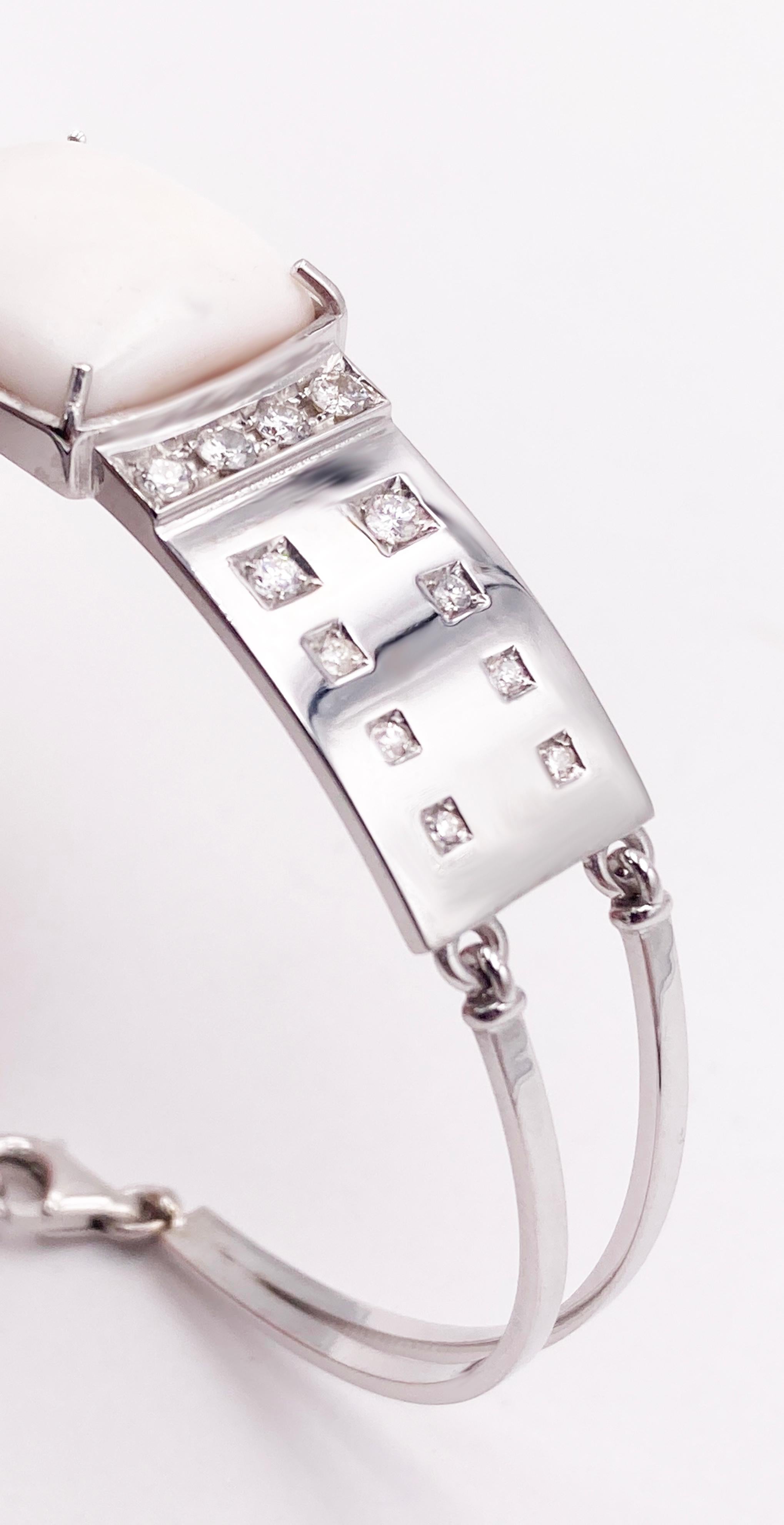 Brilliant Cut Rossella Ugolini 18K White Gold 1.65 Carat White Diamonds Unisex Bracelet  For Sale