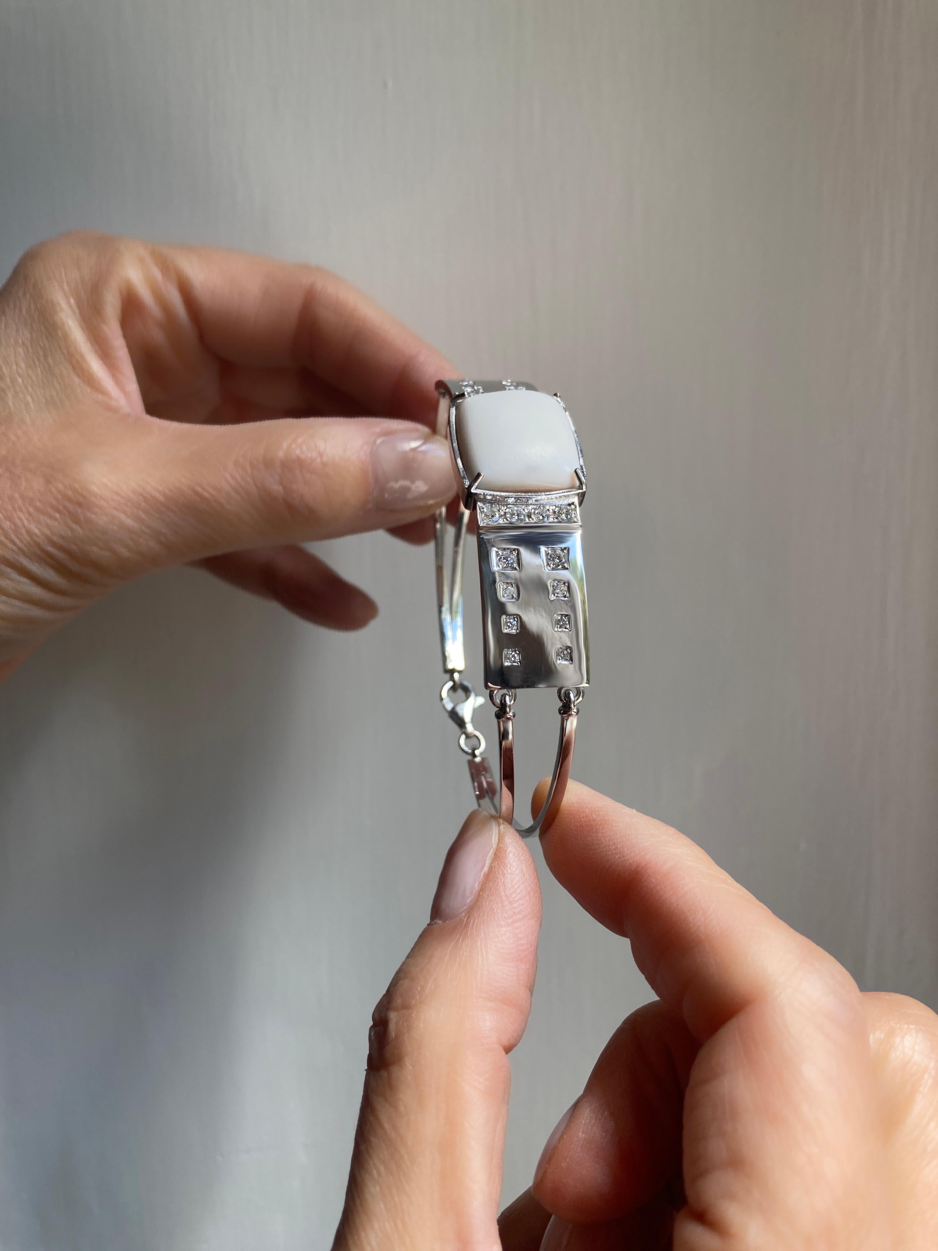 Rossella Ugolini 18K White Gold 1.65 Carat White Diamonds Unisex Bracelet  For Sale 4