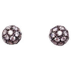 Rossella Ugolini 18K White Gold Black Rhodium Gray Diamonds Unisex Stud Earrings