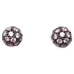 Rossella Ugolini Boucles d'oreilles unisexe en or blanc 18 carats, rhodium noir et diamants gris