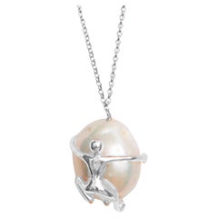 Rossella Ugolini 18k White Gold Surrealist Unisex Italian Pendant Necklaces