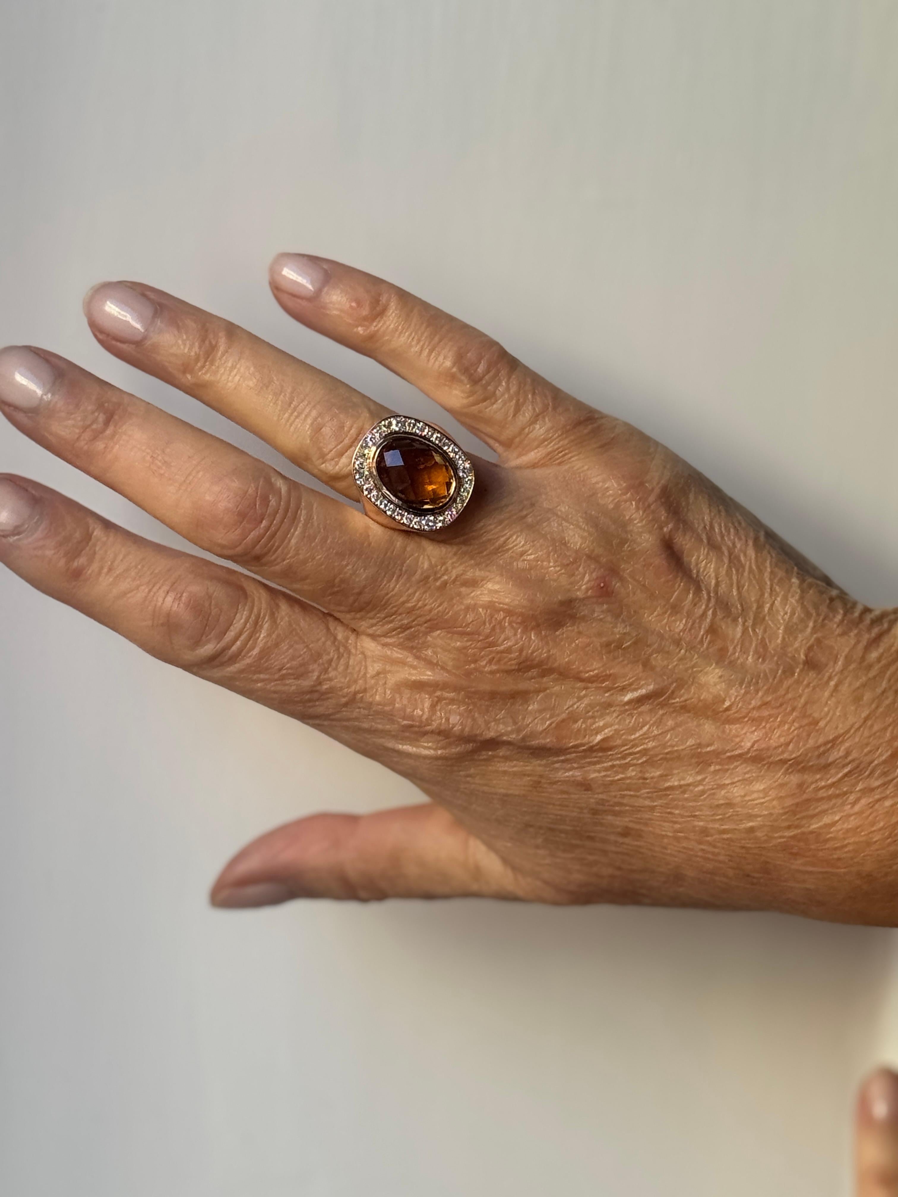 Rossella Ugolini Bague cocktail en or jaune 18 carats 0,45 carat de diamants blancs Citrine en vente 8