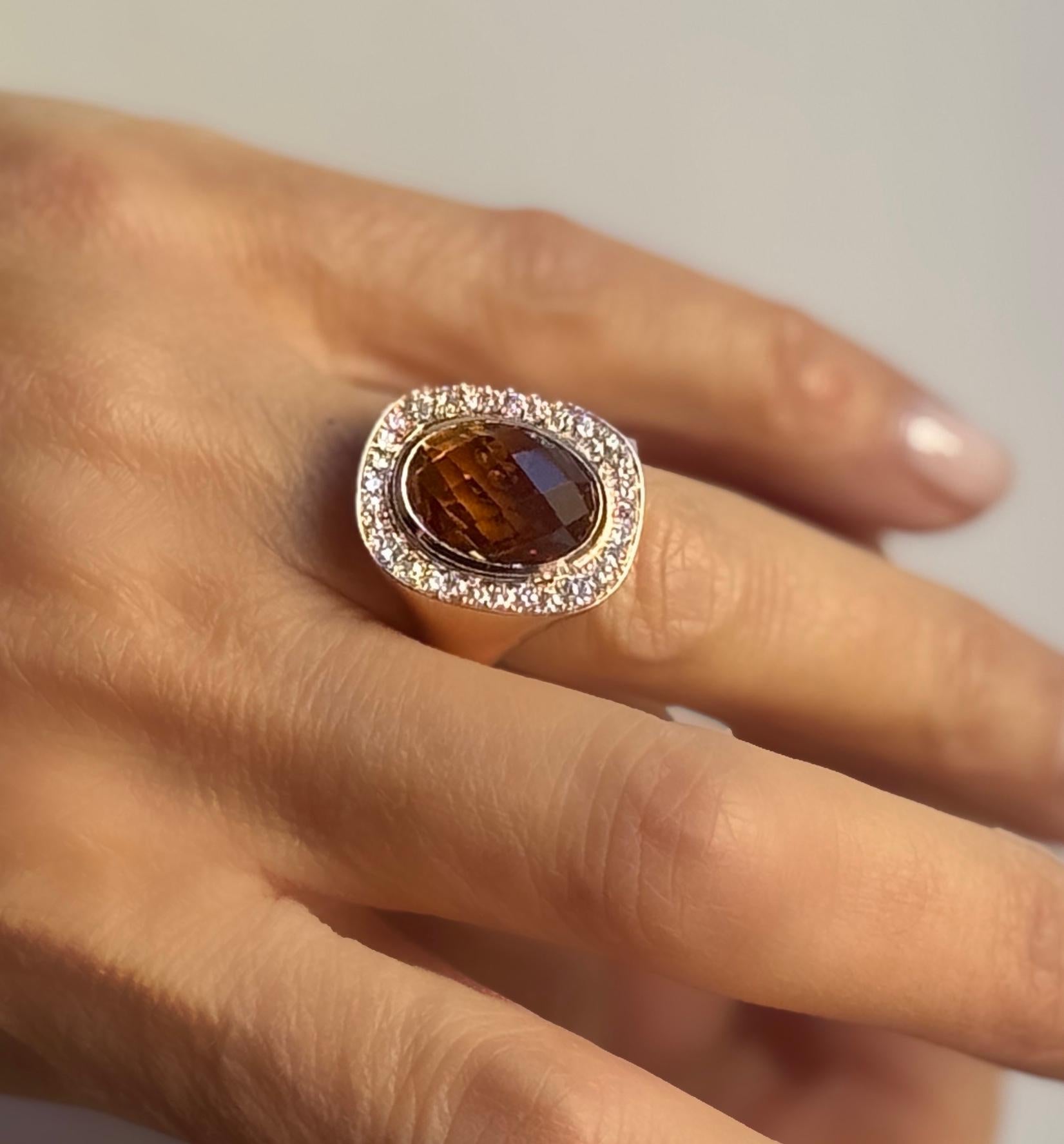 Rossella Ugolini Bague cocktail en or jaune 18 carats 0,45 carat de diamants blancs Citrine Unisexe en vente