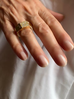 18K Yellow Gold 0.46 Carats White Diamonds Band Man Ring