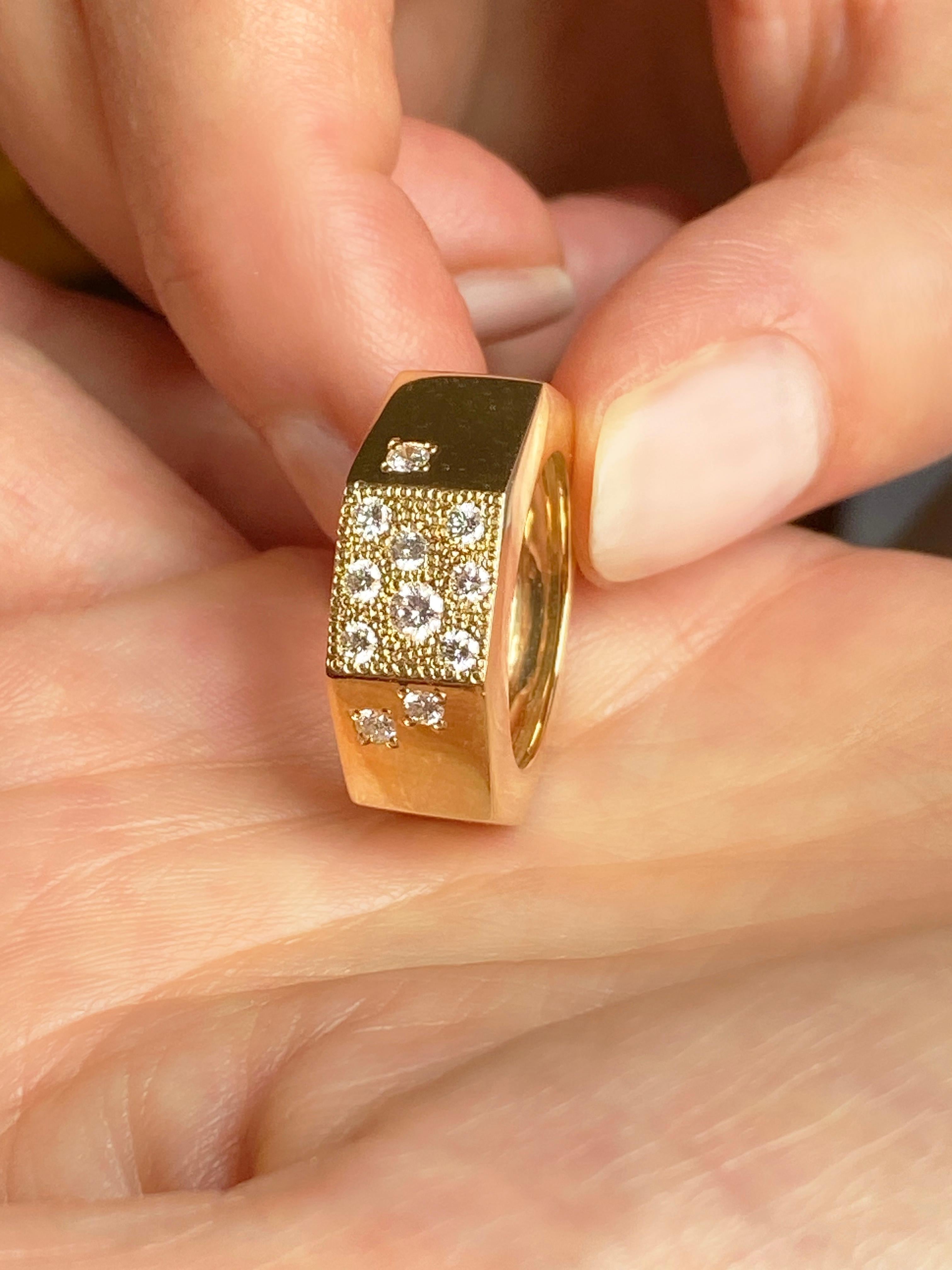 Modern Rossella Ugolini 18K Yellow Gold 0.46 Carats White Diamonds Band Unique Rings For Sale